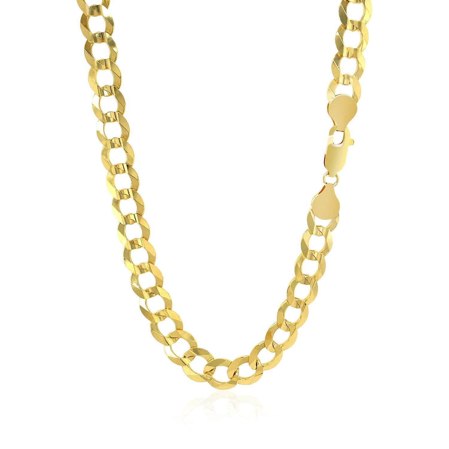 7.0mm 10k Yellow Gold Curb Chain for Men & Women - Durable & Stylish Jewelry for Everyday Wear, Gifts & Special Occasions