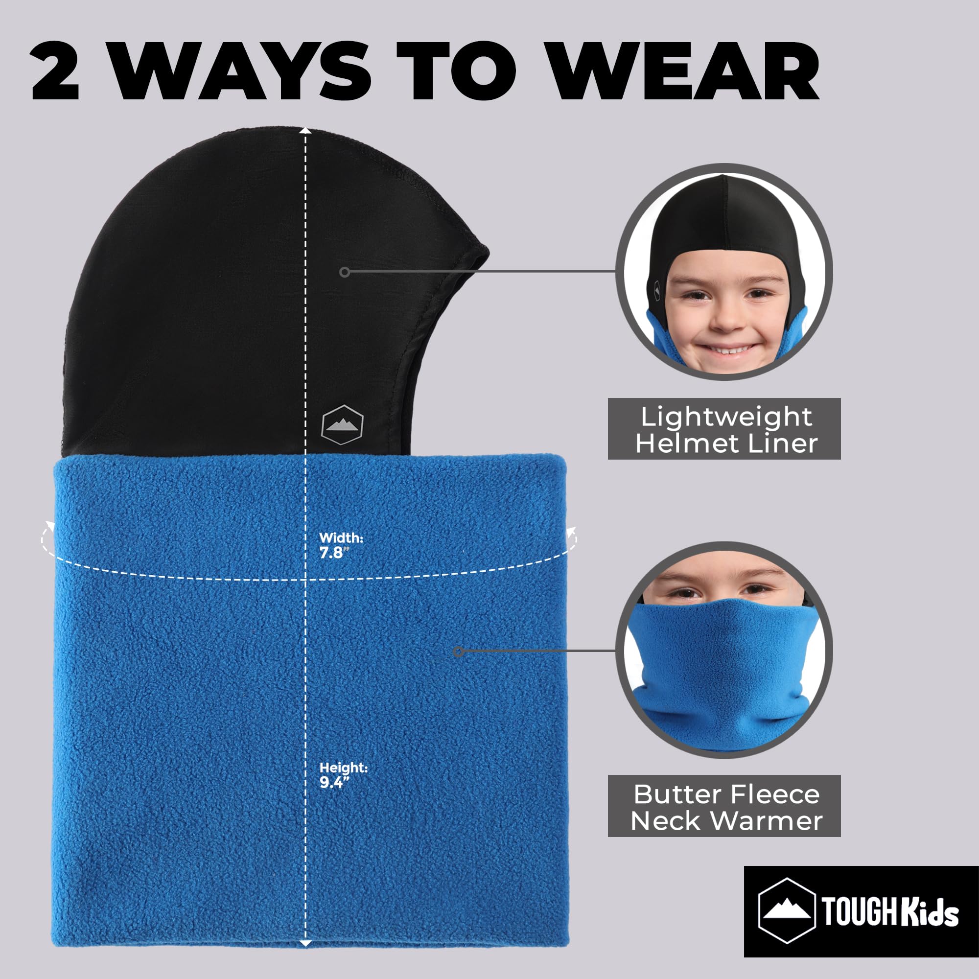 Kids Balaclava Ski Mask - Winter Fleece Neck Warmer & Helmet Liner for Toddlers & Children | Cold Weather Face Cover for Skiing, Snowboarding & Outdoor Activities