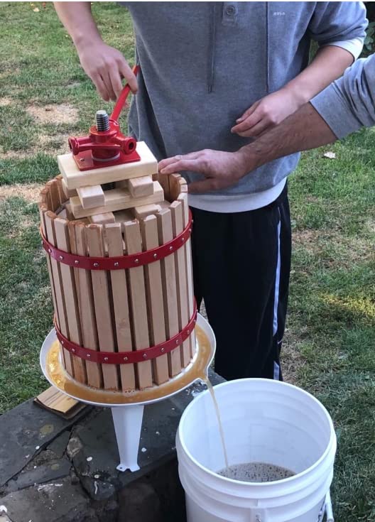 12L (3.17 Gallon) Solid Wood Fruit Wine Press with Handle - Stable Vintage Cider Press for Apples, Grapes & Berries - Perfect for Homemade Juice, Wine Making & Farmhouse Kitchen Use