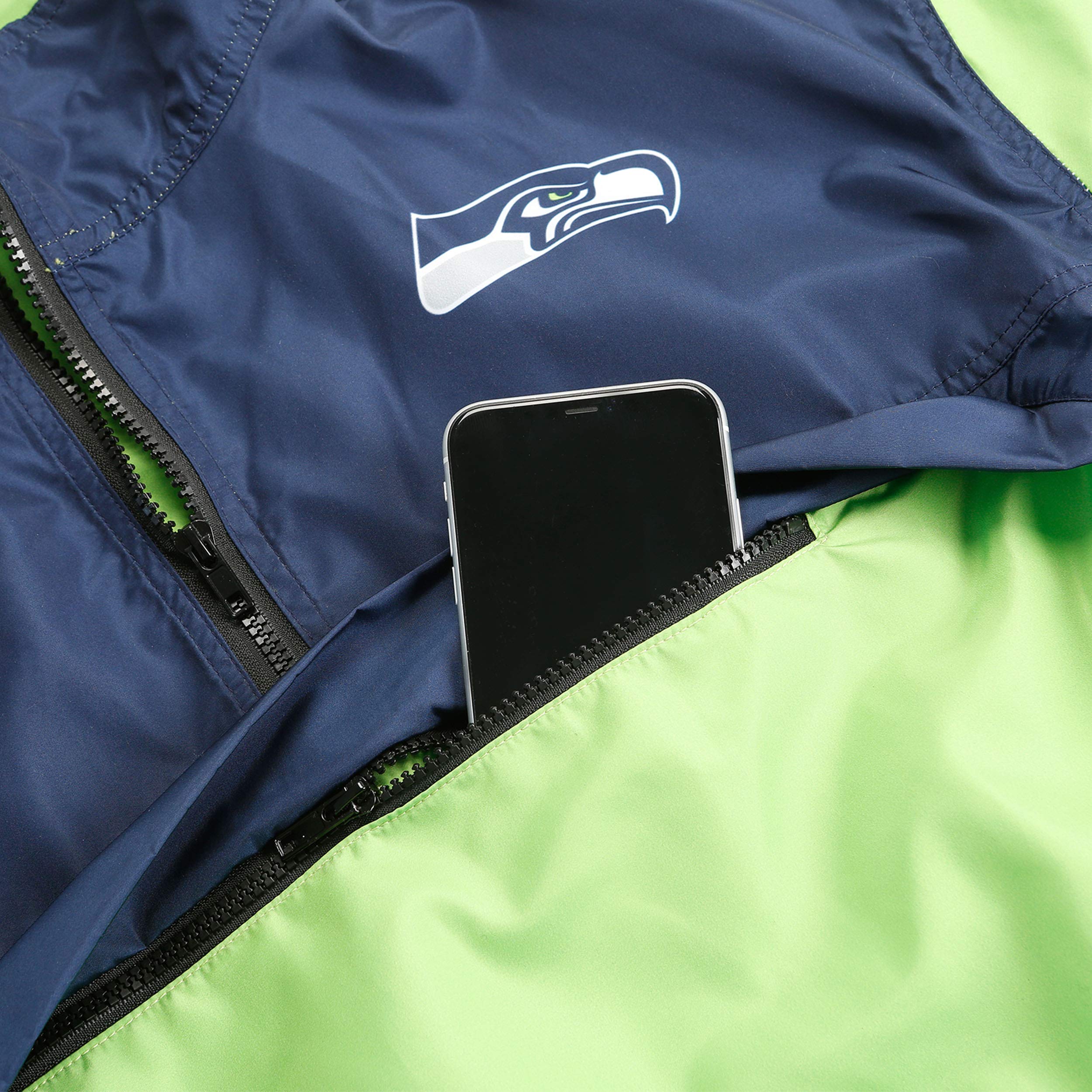 Seattle Seahawks Women's Winning Play Windbreaker Jacket - Lightweight Water-Resistant Hooded Jacket for Outdoor Sports & Casual Wear