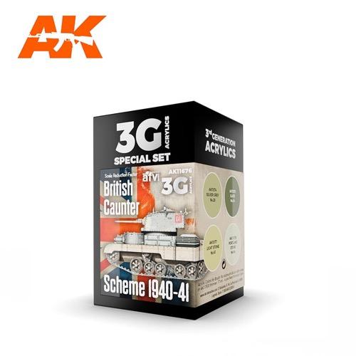 AK Interactive AK11676 AFV Series British Caunter Scheme 1940-1941 Acrylic Paint Set (3rd Gen) - Perfect for Military Model Kits, Historical Dioramas & Scale Modeling Projects