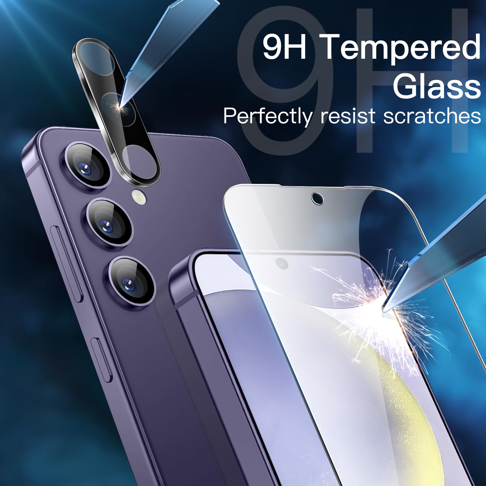 JETech 5-in-1 Matte Case for Samsung Galaxy S24+ / S24 Plus 5G - Shockproof Phone Cover with 2-Pack Tempered Glass Screen Protector & Camera Lens Protector, Translucent Back Design (Lilac) - Perfect for Everyday Use, Travel & Outdoor Activities