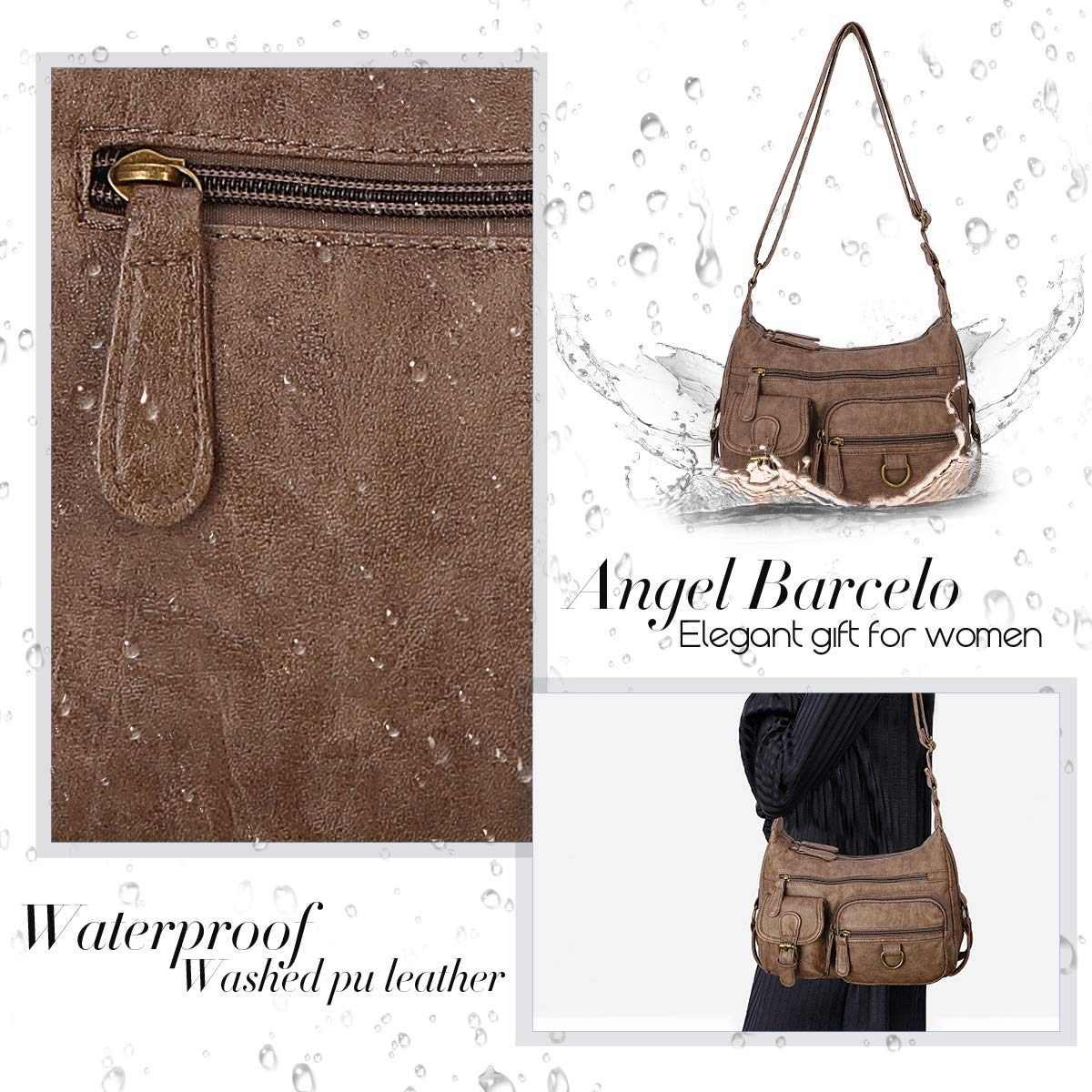 Angel Barcelo Crossbody Bag for Women - PU Leather Purse for Daily Use & Travel