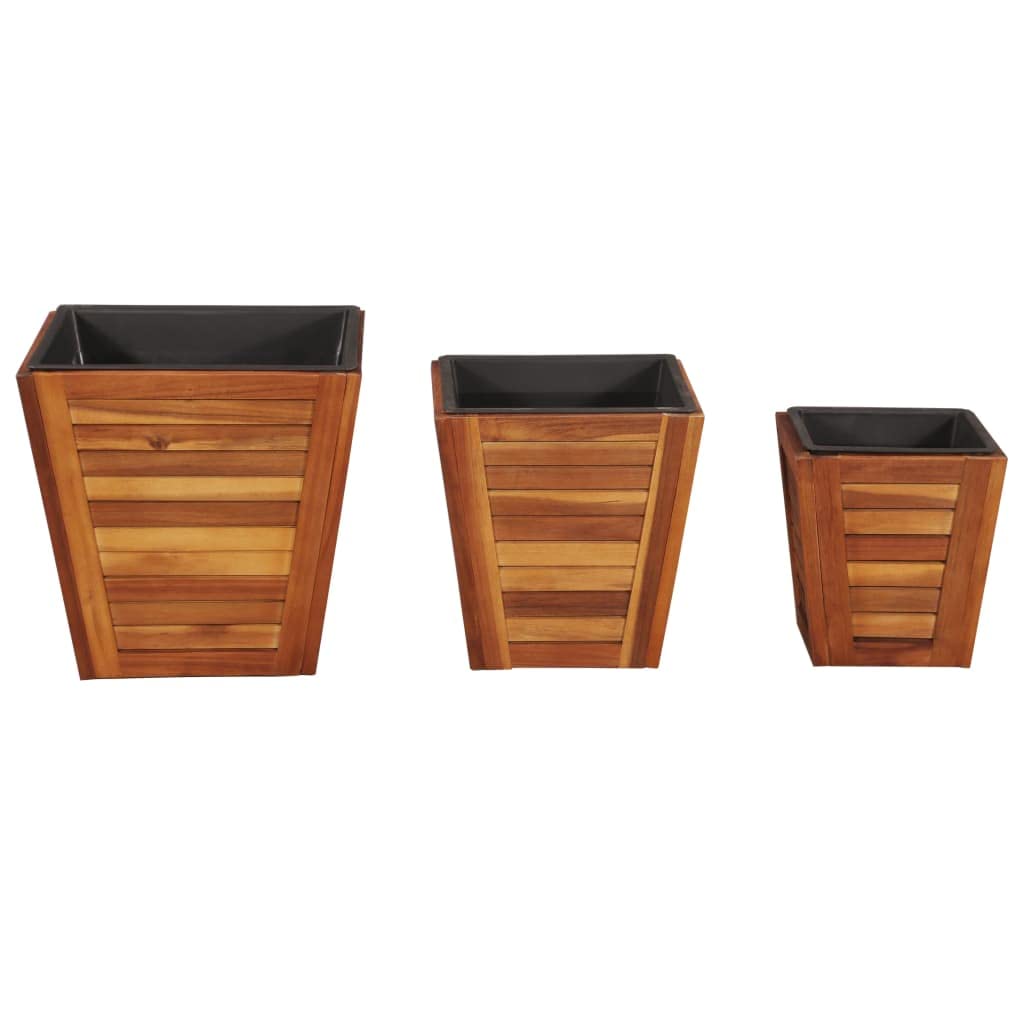 TYMMC 3-Piece Square Acacia Wood Raised Garden Bed Set - Durable Solid Wood Planter Box for Growing Herbs, Vegetables & Flowers - Perfect for Small Spaces, Patios & Urban Gardening