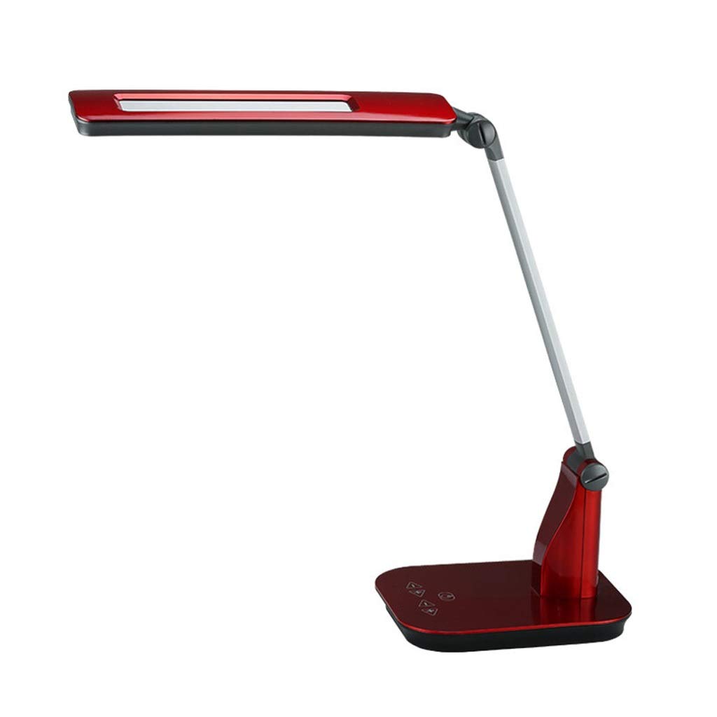 LED Desk Lamp for Study & Work - Portable Foldable Eye Protection Reading Light with Plug-in, Perfect for Students, Dormitory & Office Use (Red) - Ideal for Night Studying, Home Office Tasks & Bedside Reading