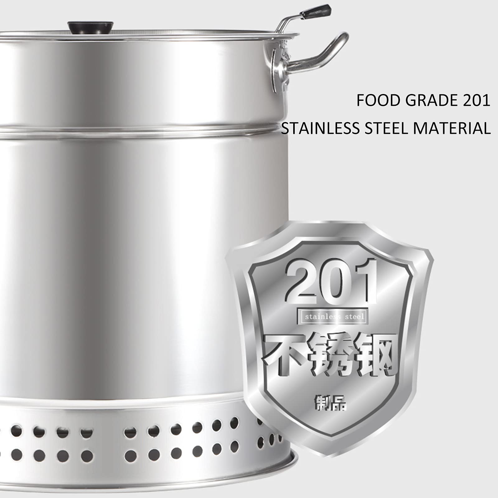 AIZYR Stainless Steel Charcoal Grill - Portable Smokeless BBQ Grill with Accessories Kit for Outdoor Cooking, Camping, Picnics & Backyard Parties (35x40cm) - Perfect for Tailgating, Beach Trips & Family Gatherings