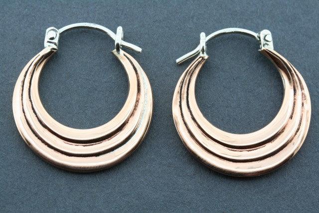 3 Layer Copper Hoop Earrings for Women - Lightweight & Hypoallergenic Jewelry - Perfect for Everyday Wear, Parties & Gifts