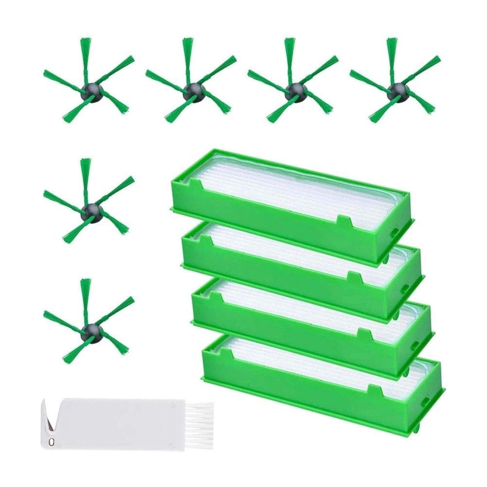 6 Side Brushes, 4 HEPA Filters & 1 Cleaning Tool - Replacement Accessory Kit for Vorwerk Kobold VR200 VR300 Robot Vacuum | Home Cleaning Parts Set for Pet Hair, Dust & Allergen Removal