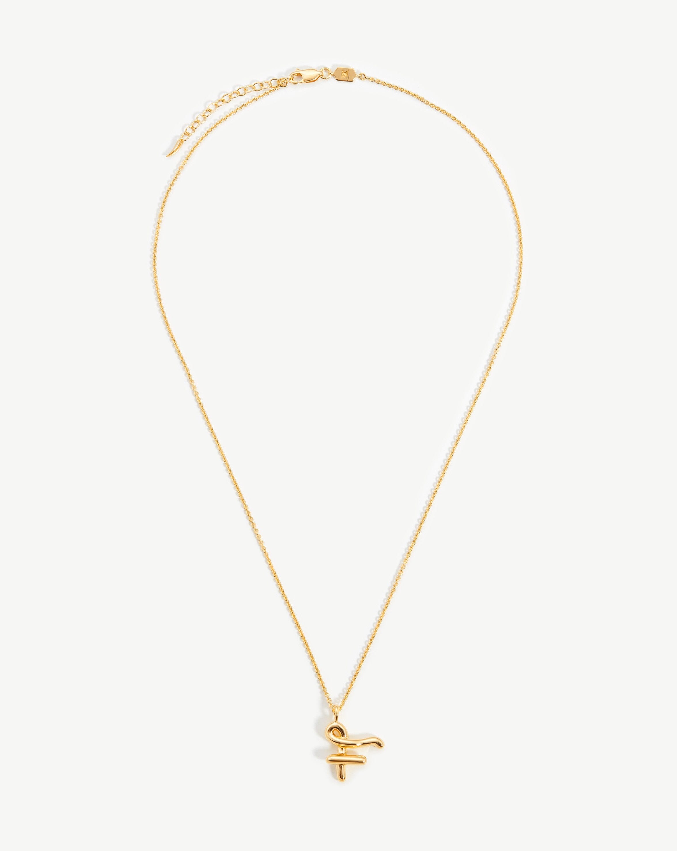 Curly Molten Initial Pendant Necklace - Personalized 18k Gold Vermeil Jewelry for Women | Gift for Her, Birthday, Anniversary, Valentine's Day