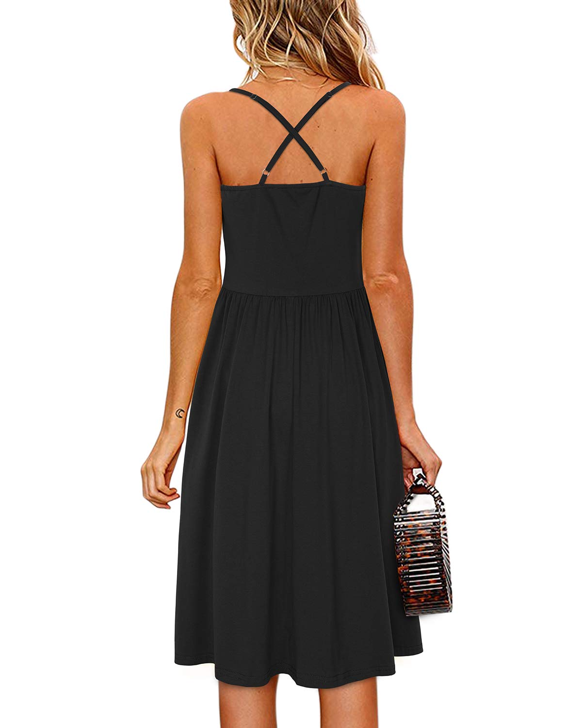KILIG Women's Summer Floral Sleeveless Casual Dress with Pockets - Button Down Beach Sundress for Vacation, Pool Party & Outdoor Activities