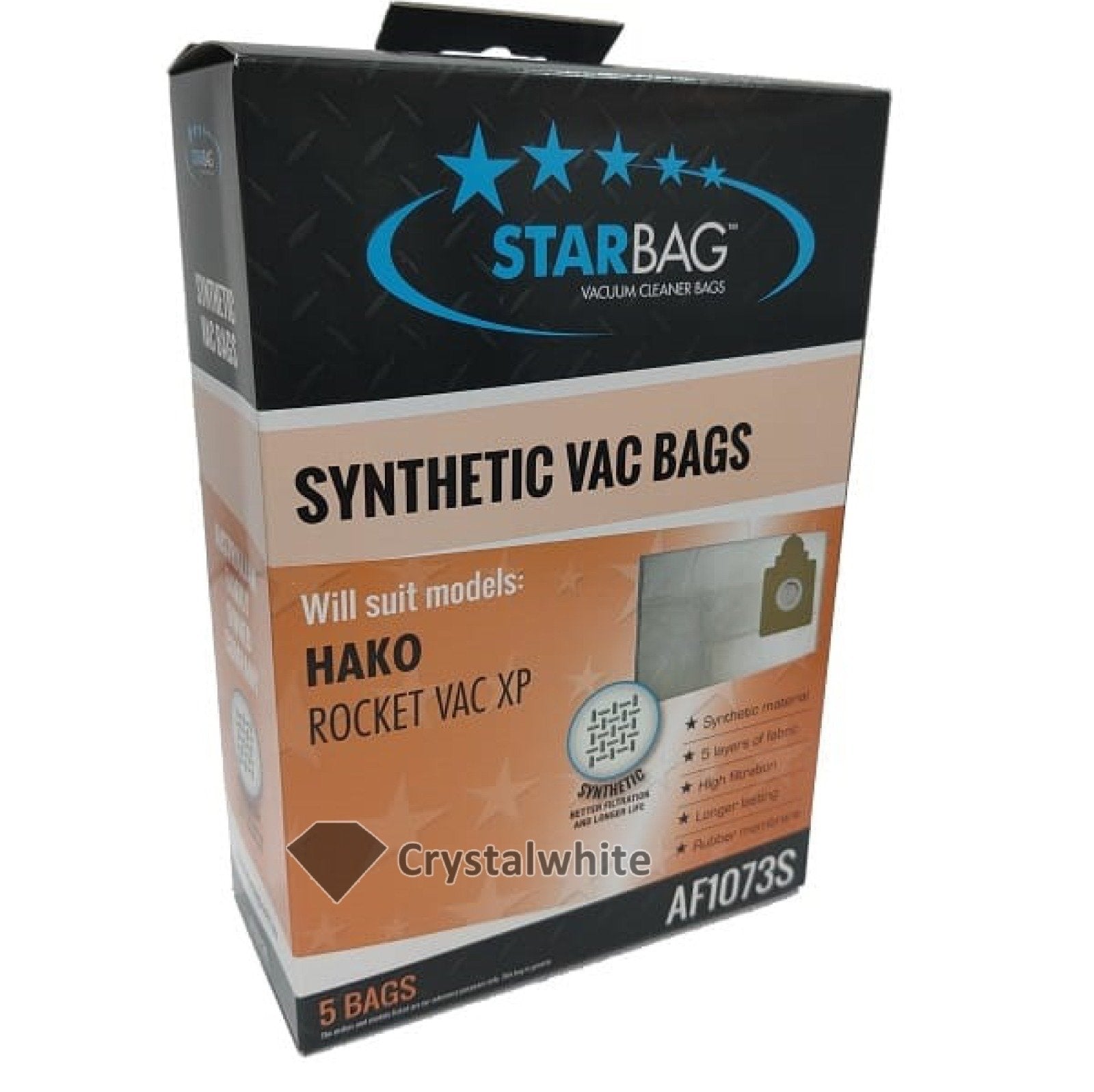 Hako Vacuum Cleaner Bags AF1073S - 6 Pack Synthetic Replacement Dust Bags for Hako Vacuums | Perfect for Home Cleaning, Pet Hair Removal & Allergen Reduction