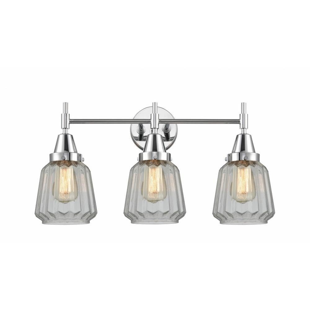 Innovations 447-3W-PC-G142 Transitional 3-Light Bathroom Vanity Light Fixture in Chrome Finish - Perfect for Modern Bathrooms & Powder Rooms