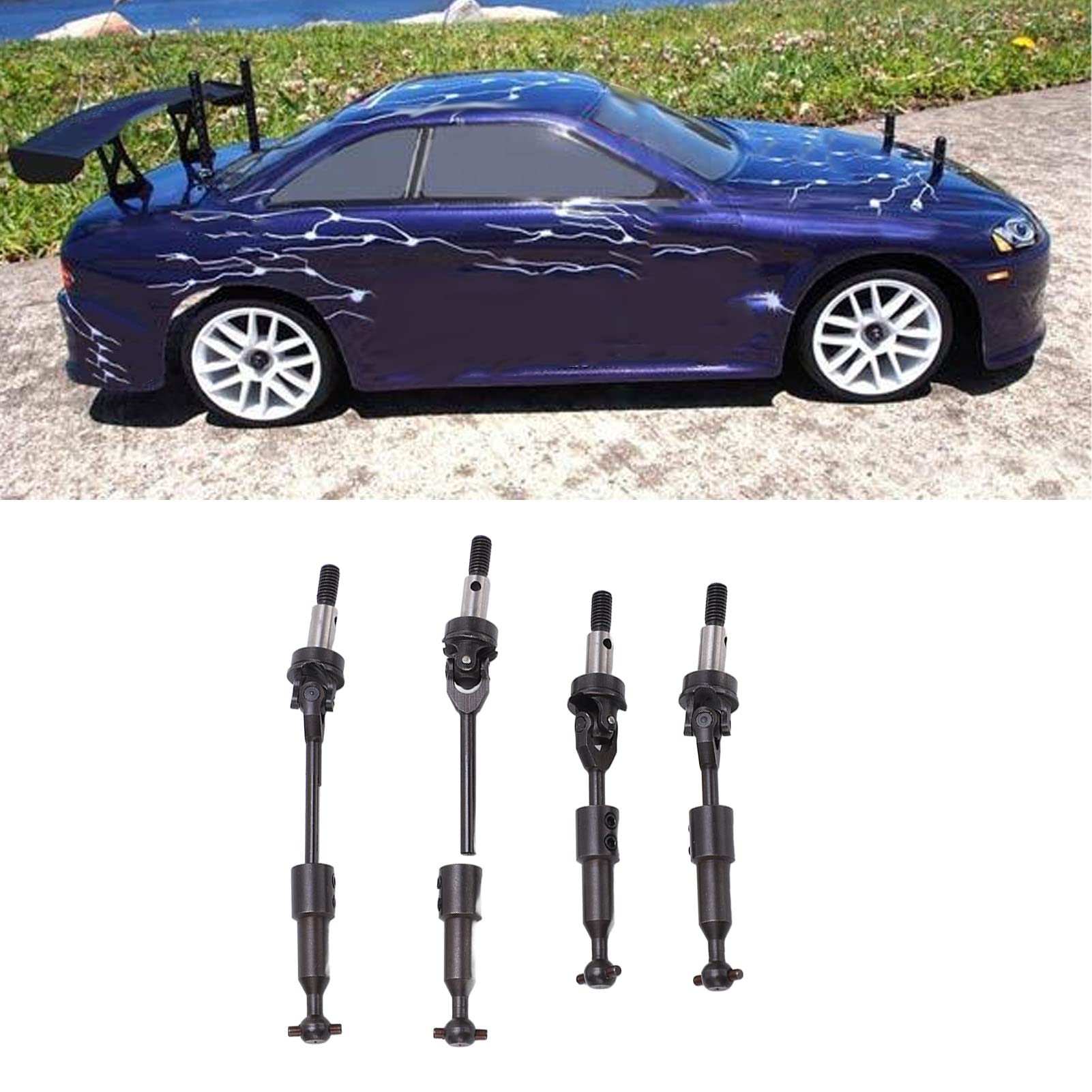 Upgraded SUNGOOYUE CVD Center Drive Shaft for 1/10 RC Cars - 4Pcs Steel Drive Axle Compatible with HSP 94123 Model - Perfect for Off-Road Racing & Drifting Performance Tuning