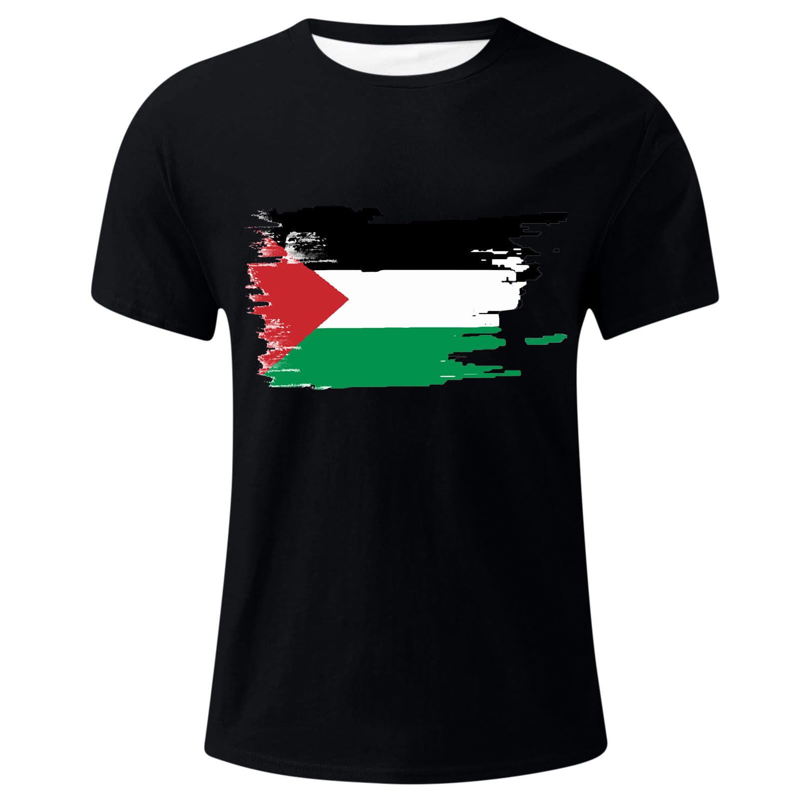 Palestine Flag Patriotic Men's T-Shirt - Short Sleeve Graphic Tee for Summer - Casual Wear & Protest Support