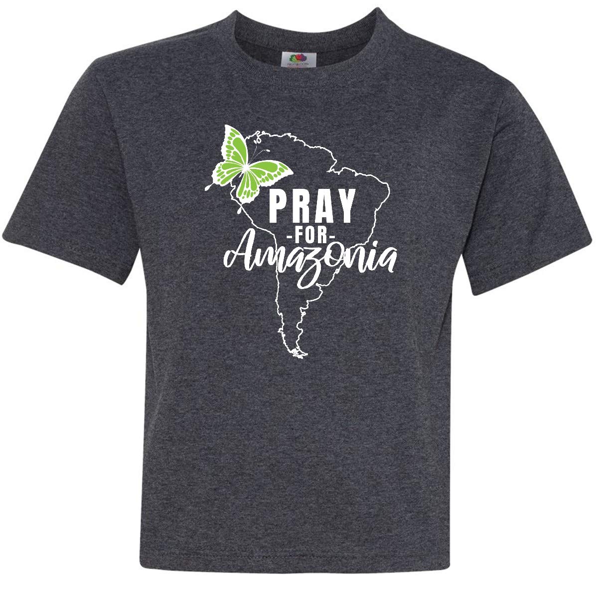 Inktastic Pray for Amazonia South America Silhouette Youth T-Shirt - Eco-Friendly Casual Wear for Teens & Kids - Perfect for School, Outings & Environmental Awareness Events