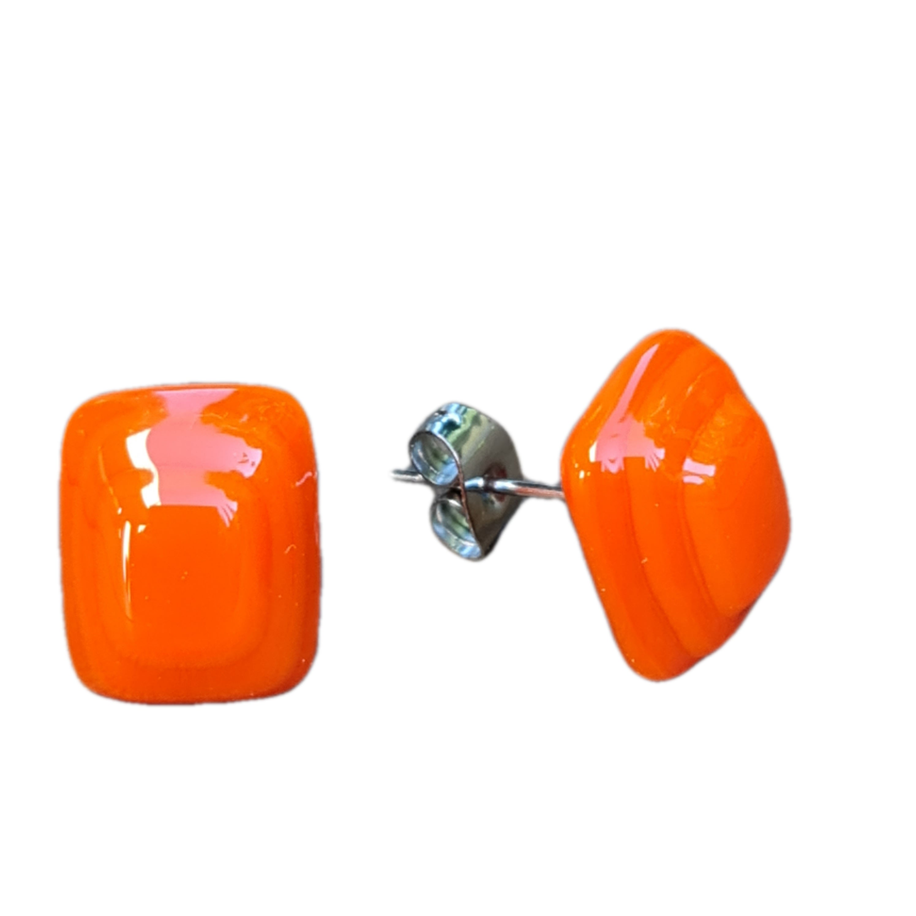 Handmade Orange Glass Stud Earrings for Women – Boho Chic Jewelry for Everyday Wear & Special Occasions