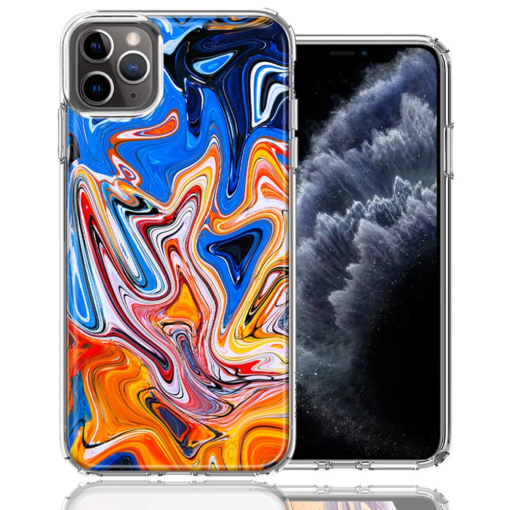 Premium Double Layer Shockproof Phone Case for Apple iPhone 11 Pro - Blue & Orange Abstract Design | Slim Protective Cover for Everyday Use, Travel & Outdoor Activities