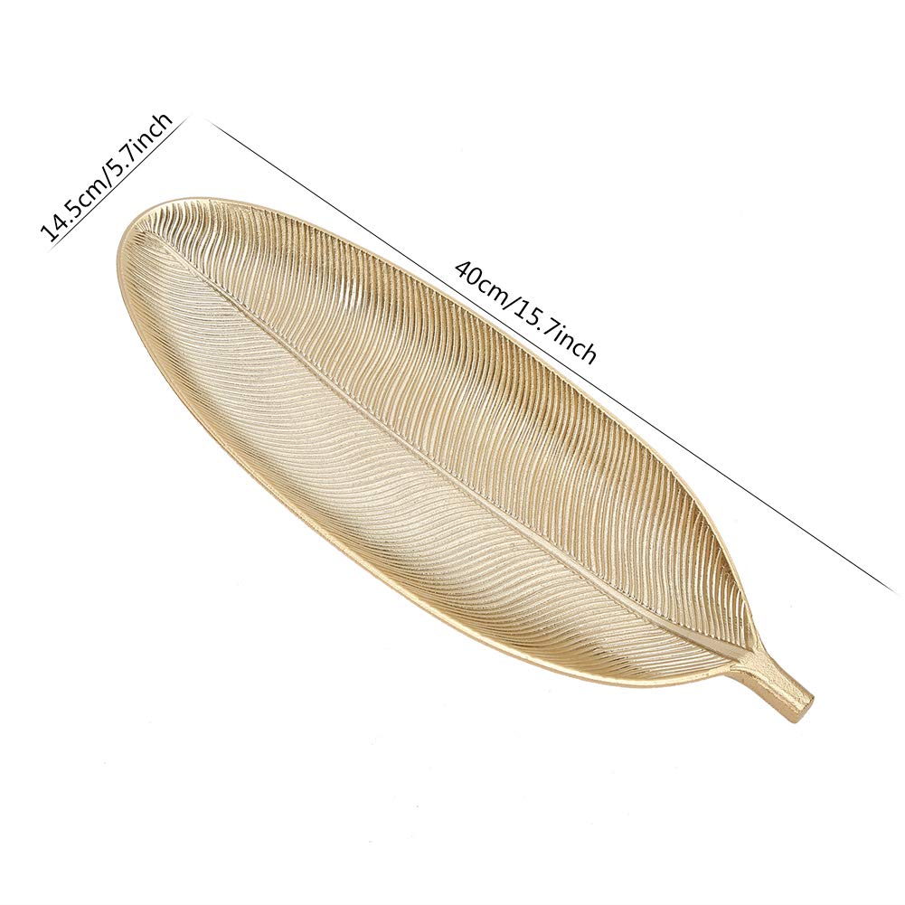 Gold Jewelry Organizer Display Tray - Leaf Shape Fruit Dessert Serving Dish for Nuts Snacks, Home Decor & Store Display | Perfect for Ring Organizer, Party Serving & Tableware Decoration