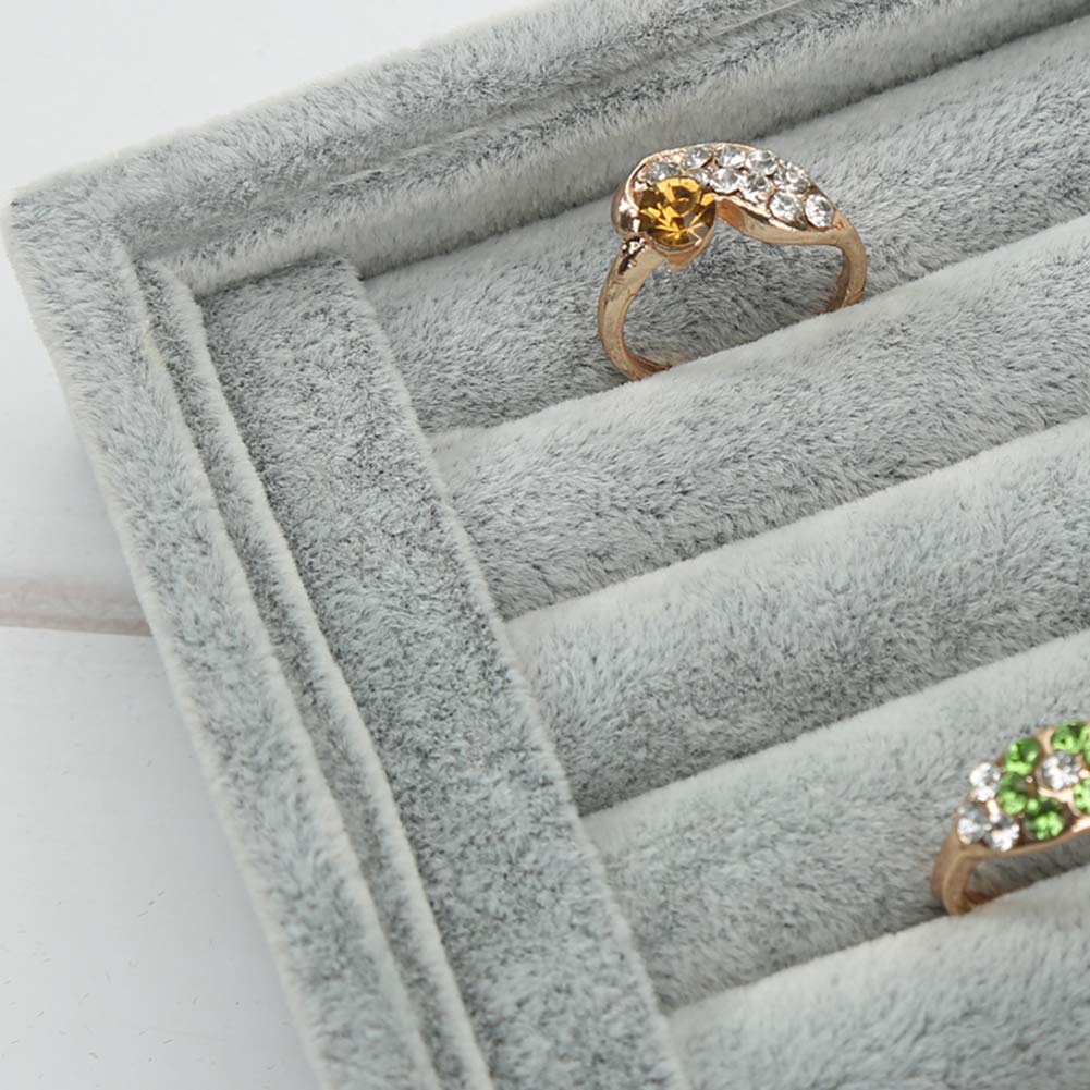 Velvet Jewelry Display Tray - 1-2 Piece Ring & Earring Organizer Box (8.86