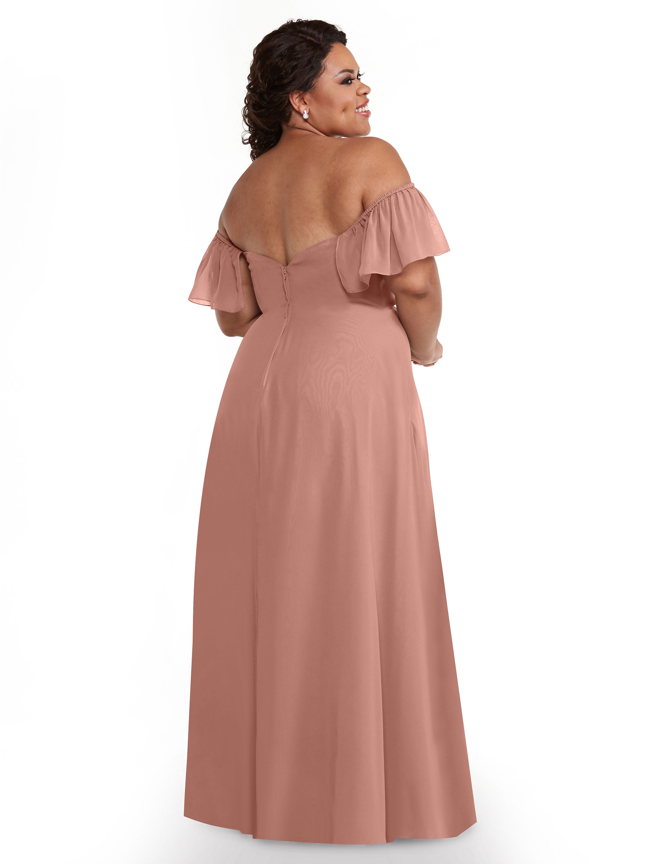 Elegant A-Line Off-The-Shoulder Chiffon Bridesmaid Dress with Pockets - 80168 | Perfect for Weddings, Formal Events & Special Occasions