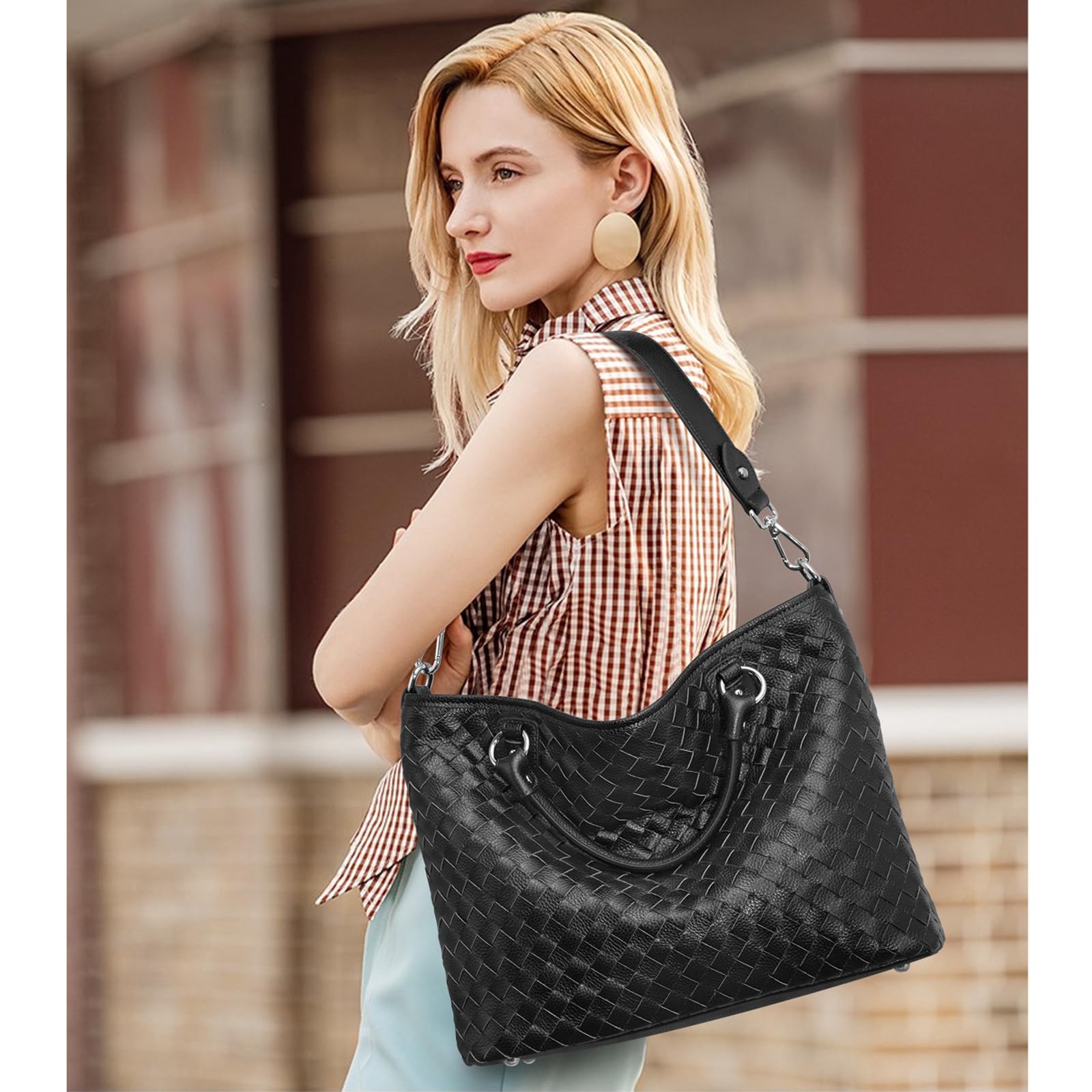 Stylish Kattee Woven Leather Tote Bag for Women - Large Retro Handmade Shoulder Purse | Perfect for Work, Travel & Shopping