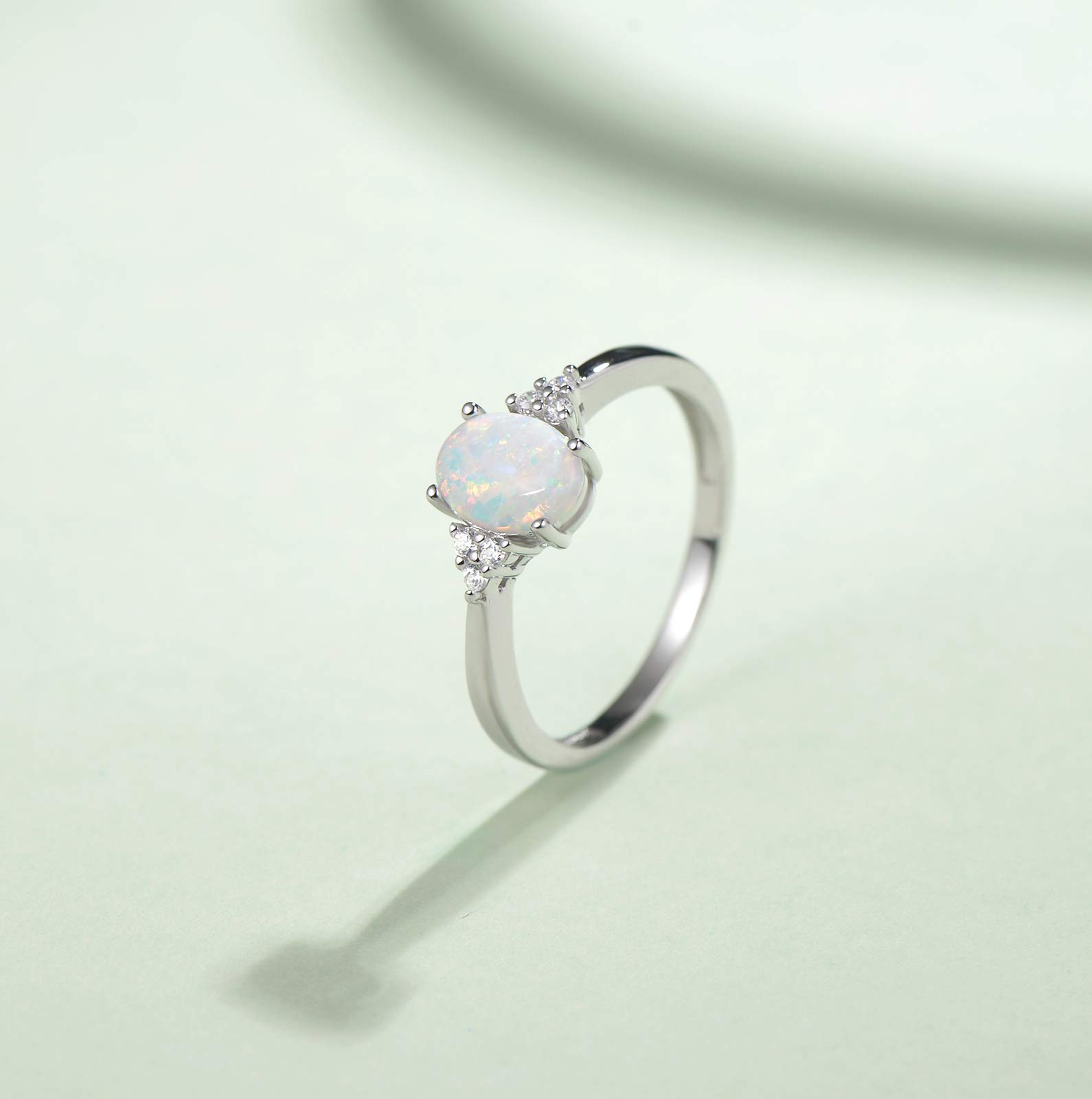 FANCIME Sterling Silver Birthstone Rings for Women - Created Opal, Garnet & Ruby Rings | Elegant Engagement & Fine Jewelry | Sizes 4-10 | Perfect for Weddings, Anniversaries & Special Occasions
