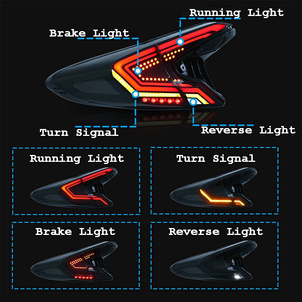 2018-2020 Toyota C-HR LED Tail Lights with Start-Up Animation - Blackout Smoke Rear Lamp Assembly for Enhanced Style & Night Visibility | Perfect for Car Upgrades & Night Driving Safety