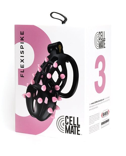 Sport Fucker Cellmate FlexiSpike Chastity Cage - Size 3 Black/Pink - Secure & Comfortable Male Chastity Device for BDSM, Couples Play & Long-Term Wear