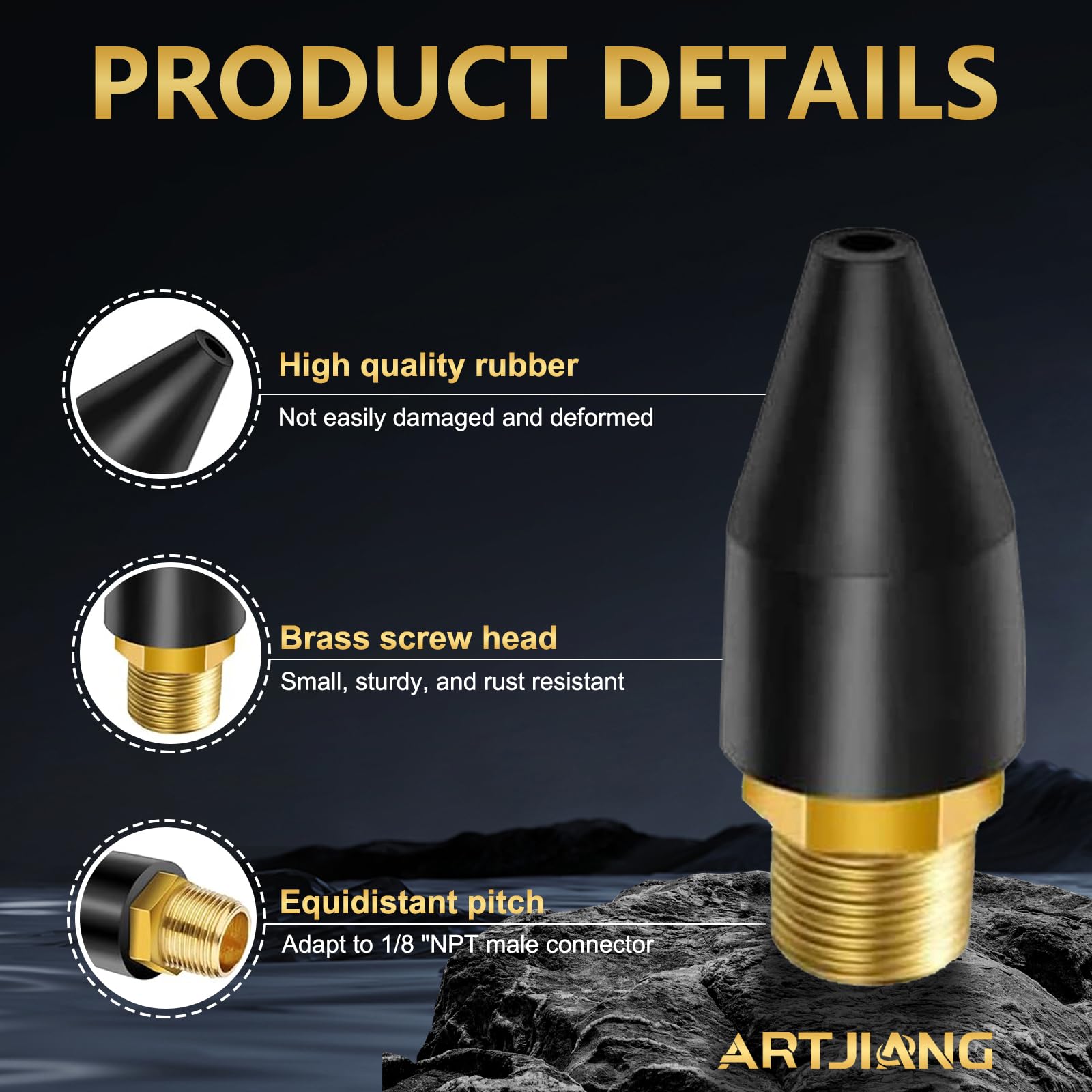8PCS Black Rubber Air Nozzle Tips for Air Blow Guns - Workshop & DIY Use