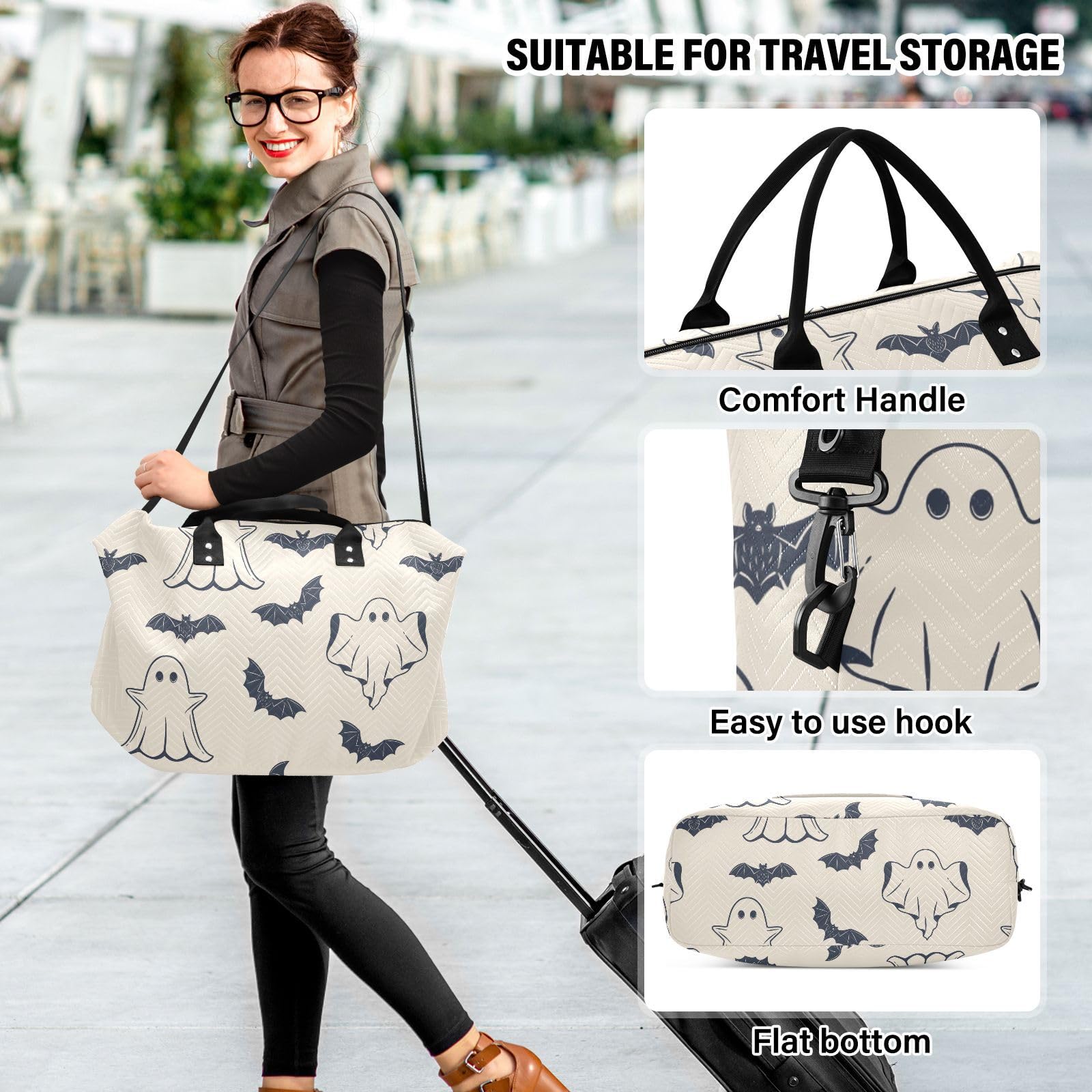 **Spooky Halloween Weekender Bag for Women - Large Travel Duffel with Trolley Sleeve & Toiletry Pouch - Gym, Overnight, Carry-On Tote - Perfect for Travel, Workouts & Weekend Getaways**