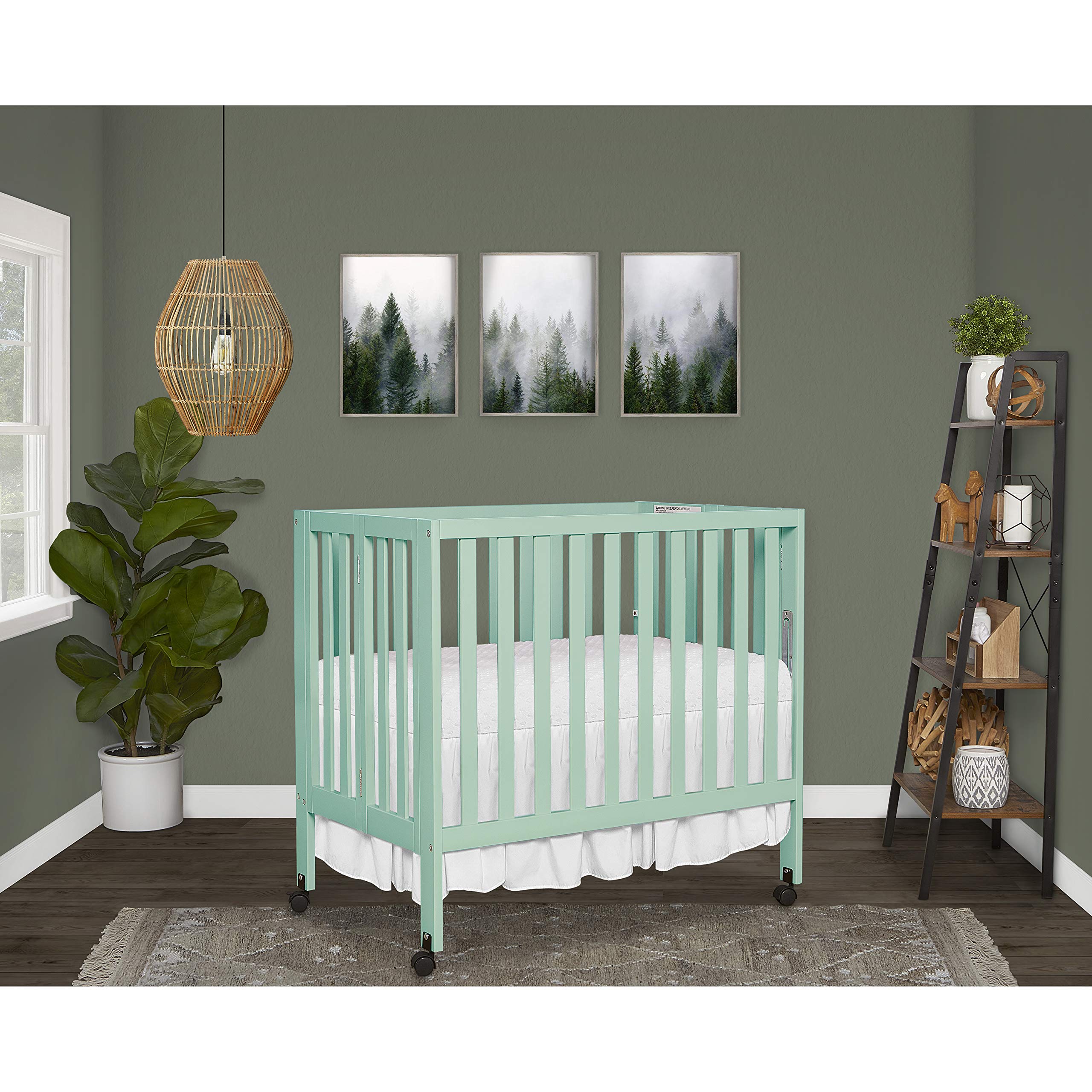 Dream On Me Jett Non-Full Size Folding Convertible Crib - Lightweight Portable Baby Crib with 3 Adjustable Mattress Heights, Easy Fold Travel Crib & 1.5