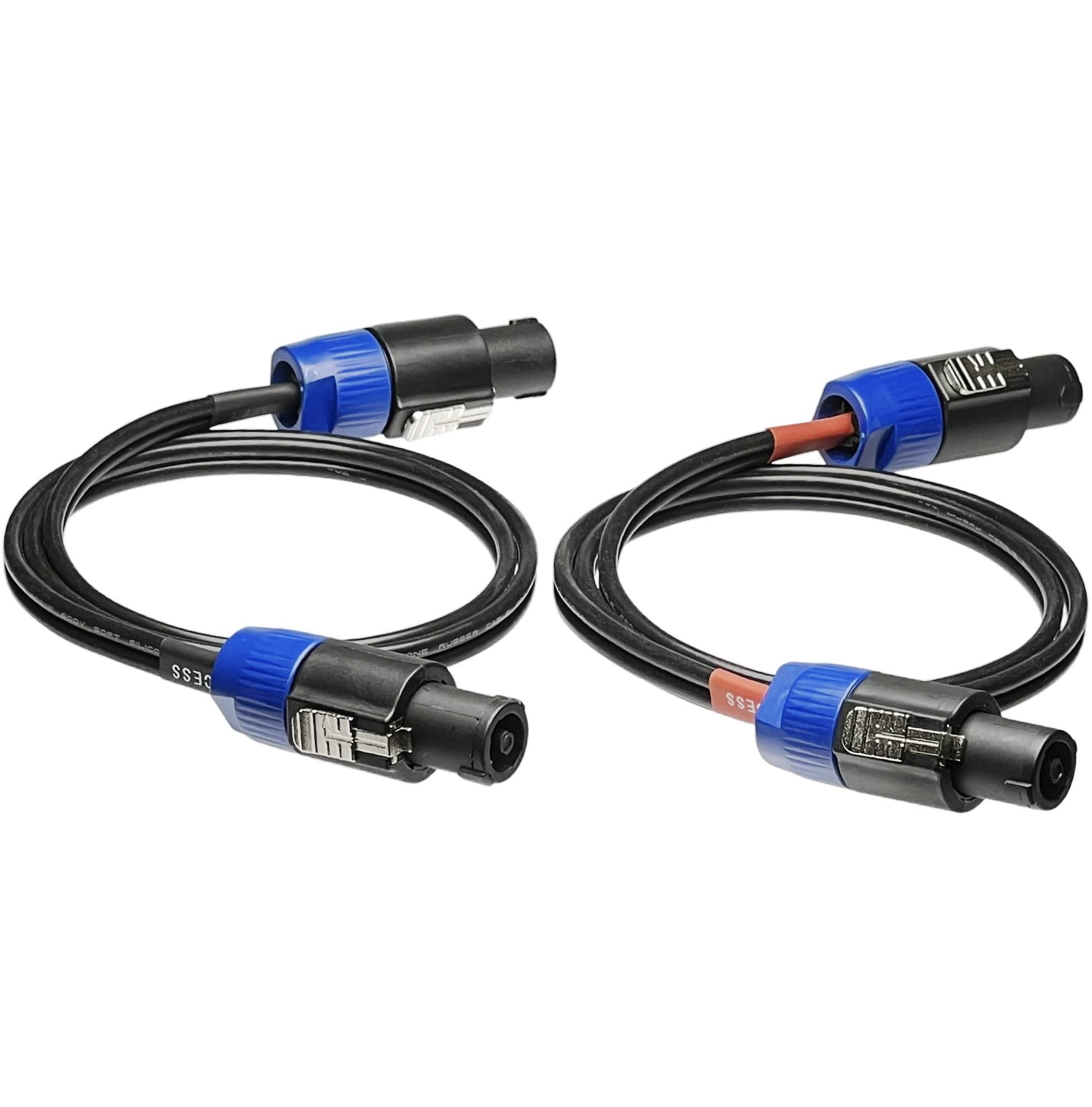 Premium 12 Gauge Speaker Cable - Speakon Plug Male to Male - 3 Feet (2 Pack) - High-Quality Audio Cable for Live Performances, DJ Equipment, and Professional Sound Systems