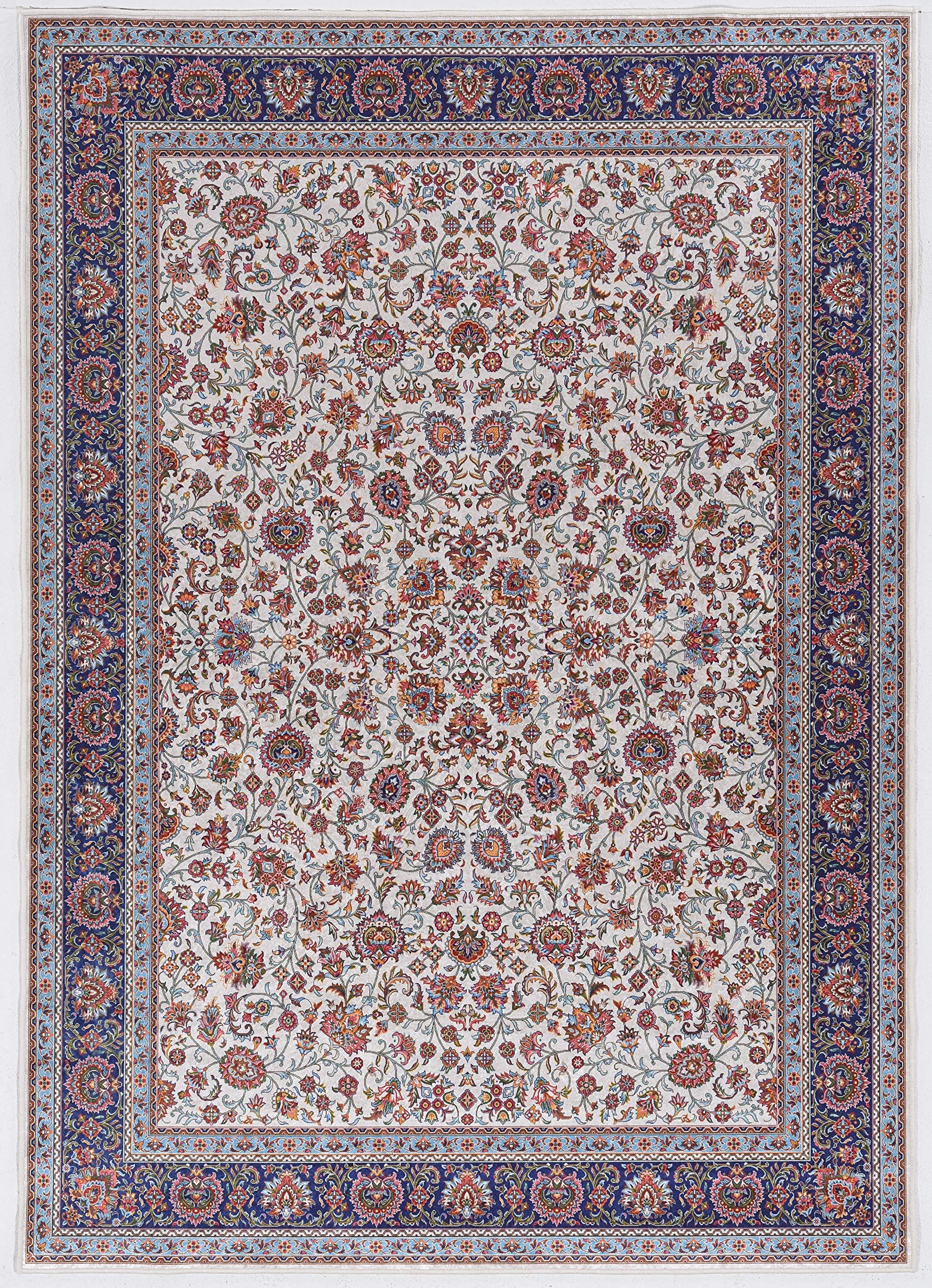 Linon Honora Santee Ivory Blue 5x7 Area Rug - Soft Plush Living Room Bedroom Carpet for Home Decor