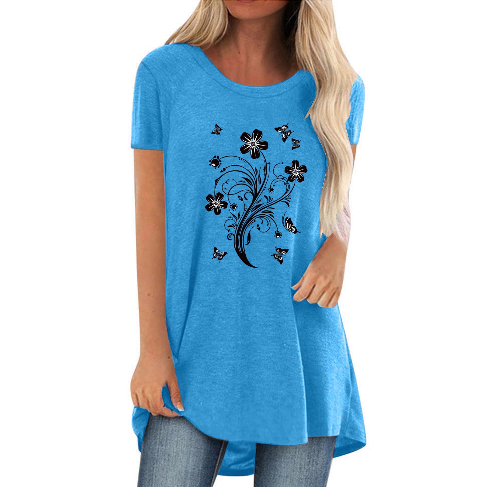 Trendy Plus Size Women's Short Sleeve V-Neck Printed T-Shirt - Casual Blouse for Everyday Wear | Perfect for Work, Weekend Outings & Summer Fashion