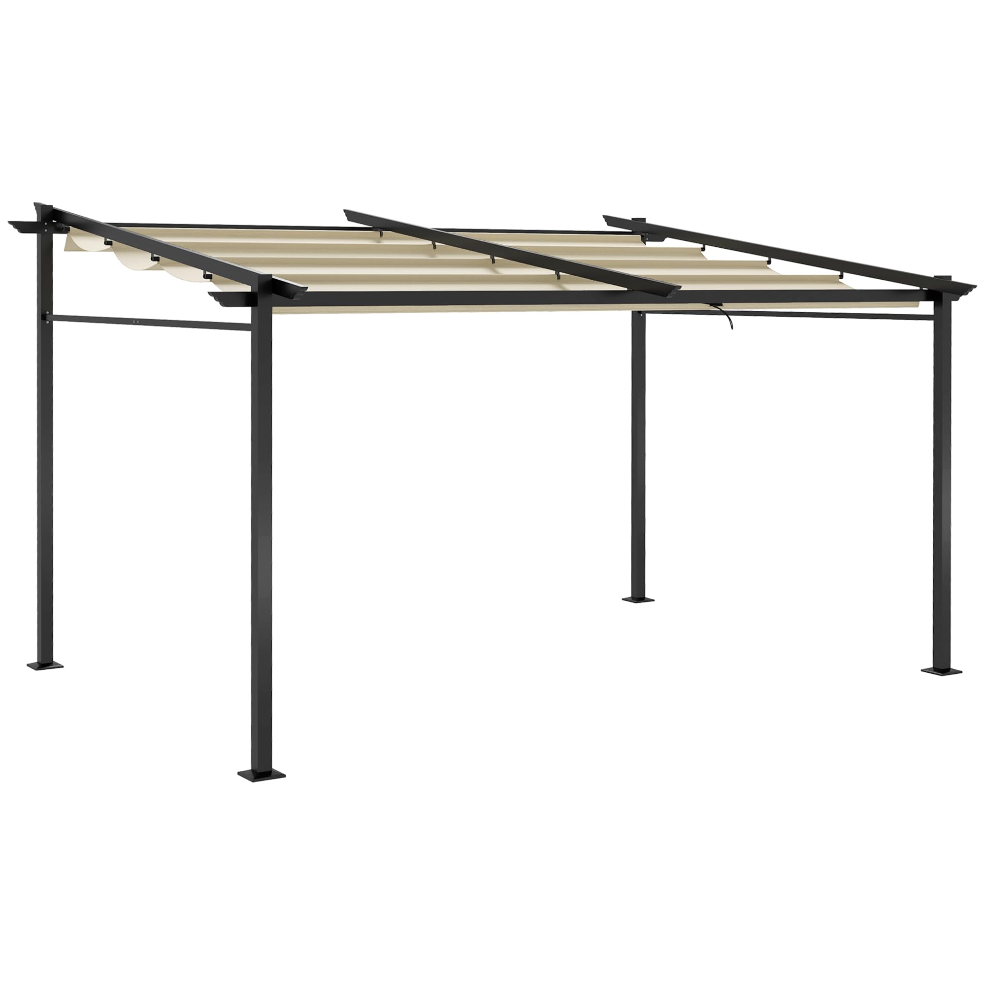 Outsunny 10' x 13' Beige Metal Pergola with Retractable Sliding Roof Canopy - Outdoor Patio Cover for Backyard, Garden, and Poolside Relaxation