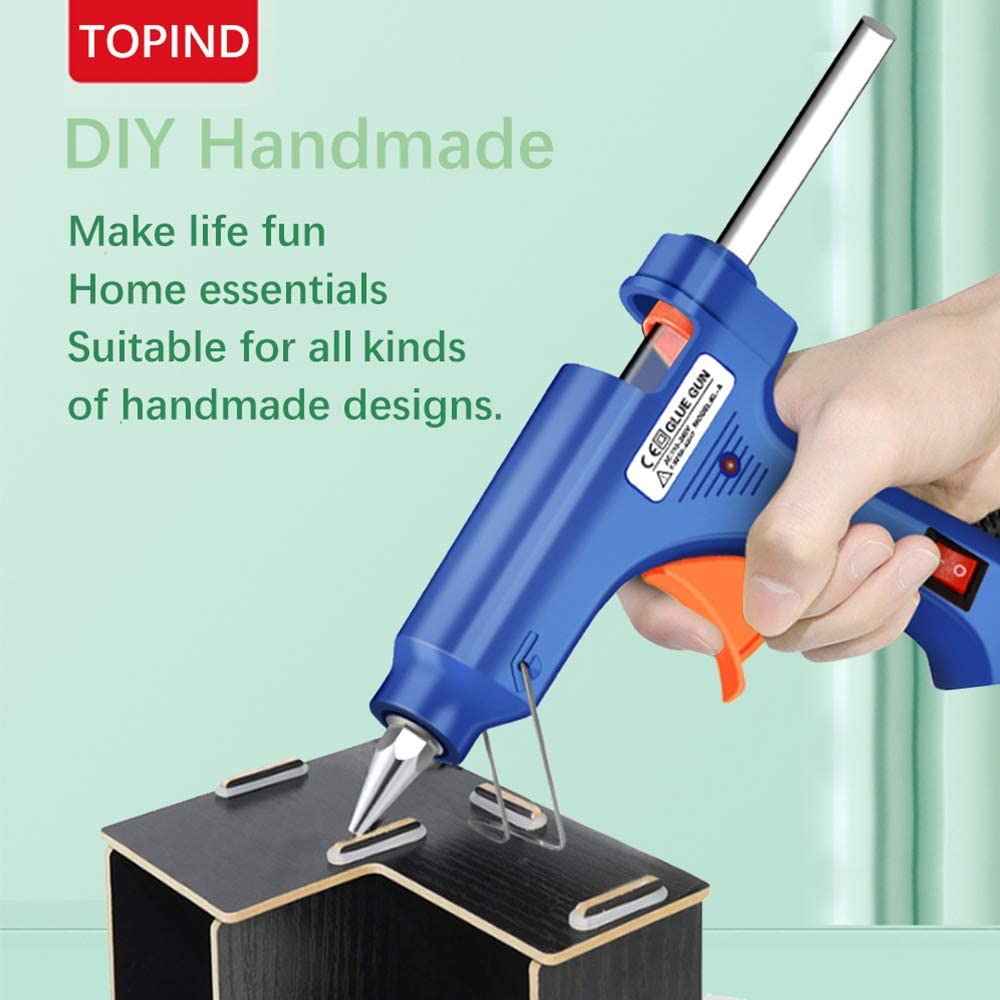 TOPIND 20W Mini Hot Glue Gun Kit with 30 Glue Sticks - Fast Heating Blue Glue Gun for DIY Crafts, Home Repairs & Holiday Decorations | Perfect for Scrapbooking, Woodworking, and School Projects