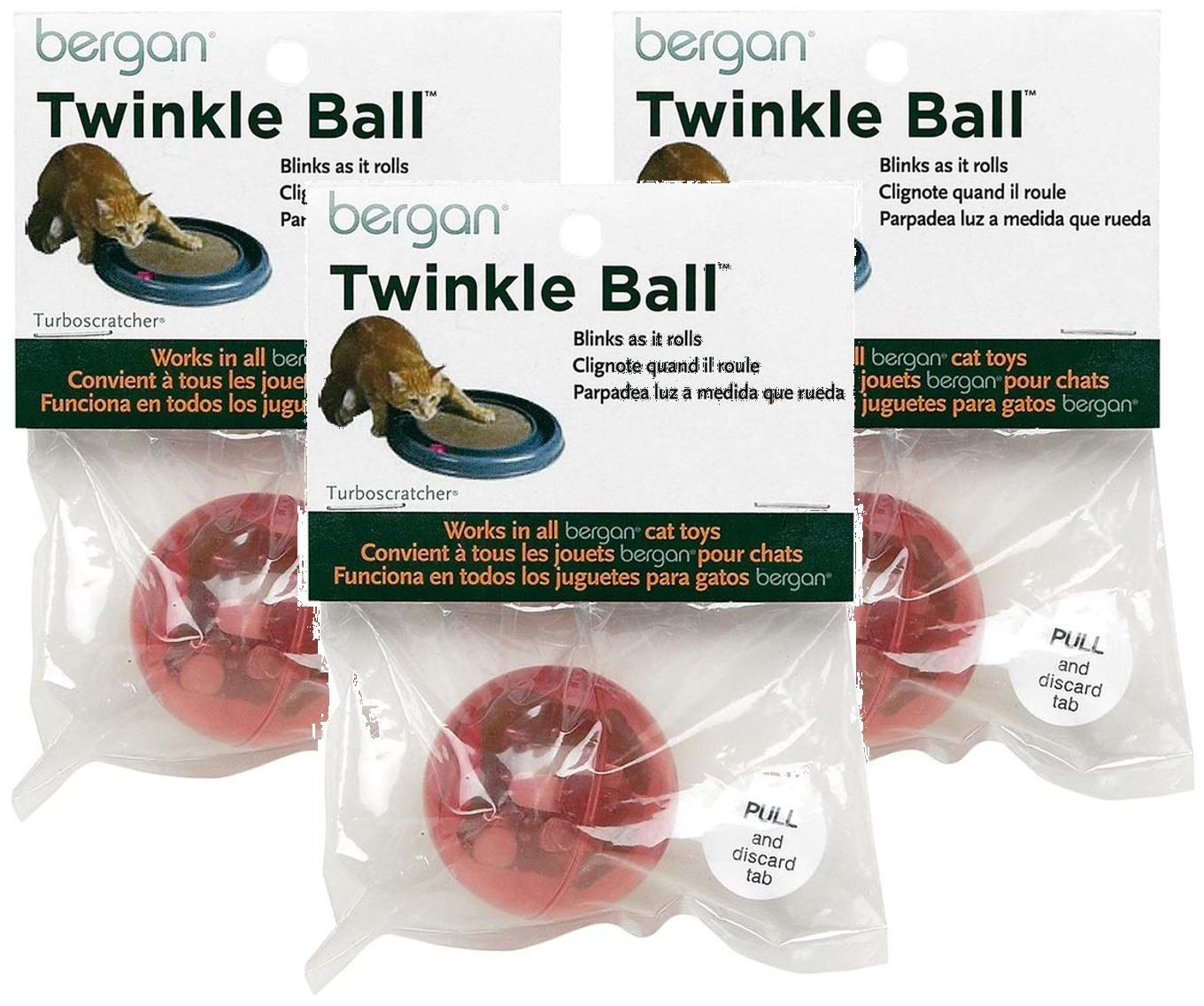 Bergan 3 Pack Motion Activated LED Twinkle Balls - Interactive Light Up Dog Toys for Night Play & Outdoor Fun