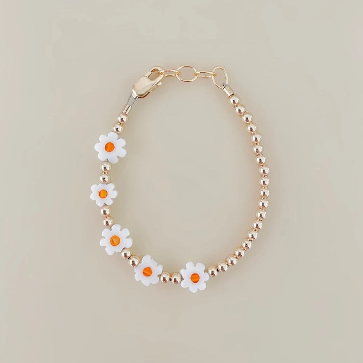 Gold Daisy Baby Bracelet for Newborns & Infants - Cute & Safe Jewelry for Christening, Birthday Gifts & Special Occasions
