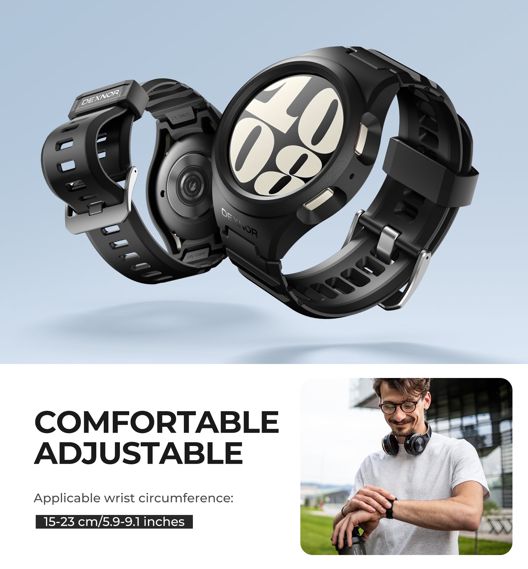 Dexnor Shockproof Rugged Full Body Bumper Case Cover for Samsung Galaxy Watch 6 Band 40mm - Raised Bezel Protection for Outdoor Sports & Active Lifestyle