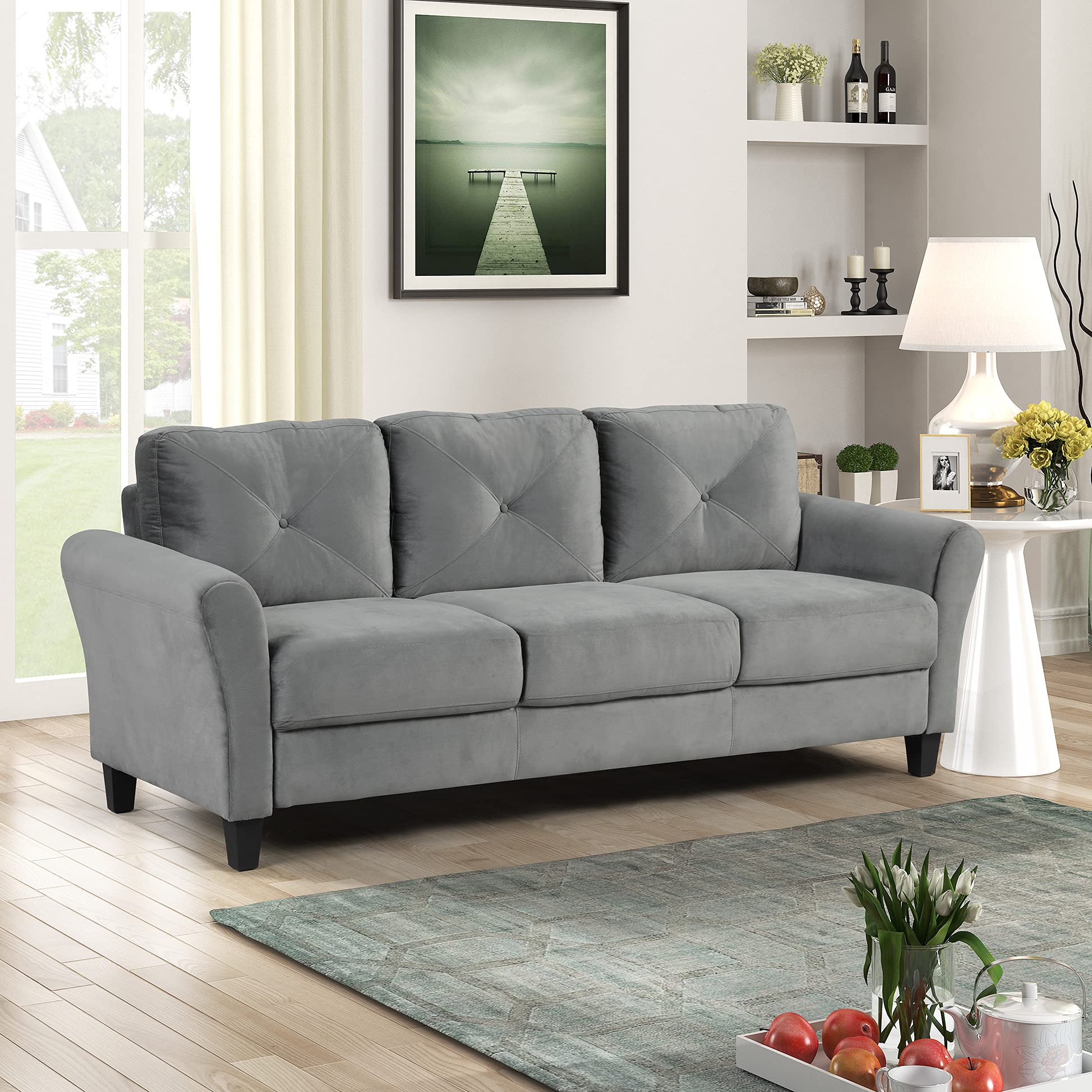 Premium Modern 2-Piece Fabric Living Room Sofa Set with 3-Seat Sofa & Loveseat - Upholstered Couch for Living Room, Bedroom & Small Spaces (Grey) - Perfect for Family Gatherings, Movie Nights & Cozy Home Decor