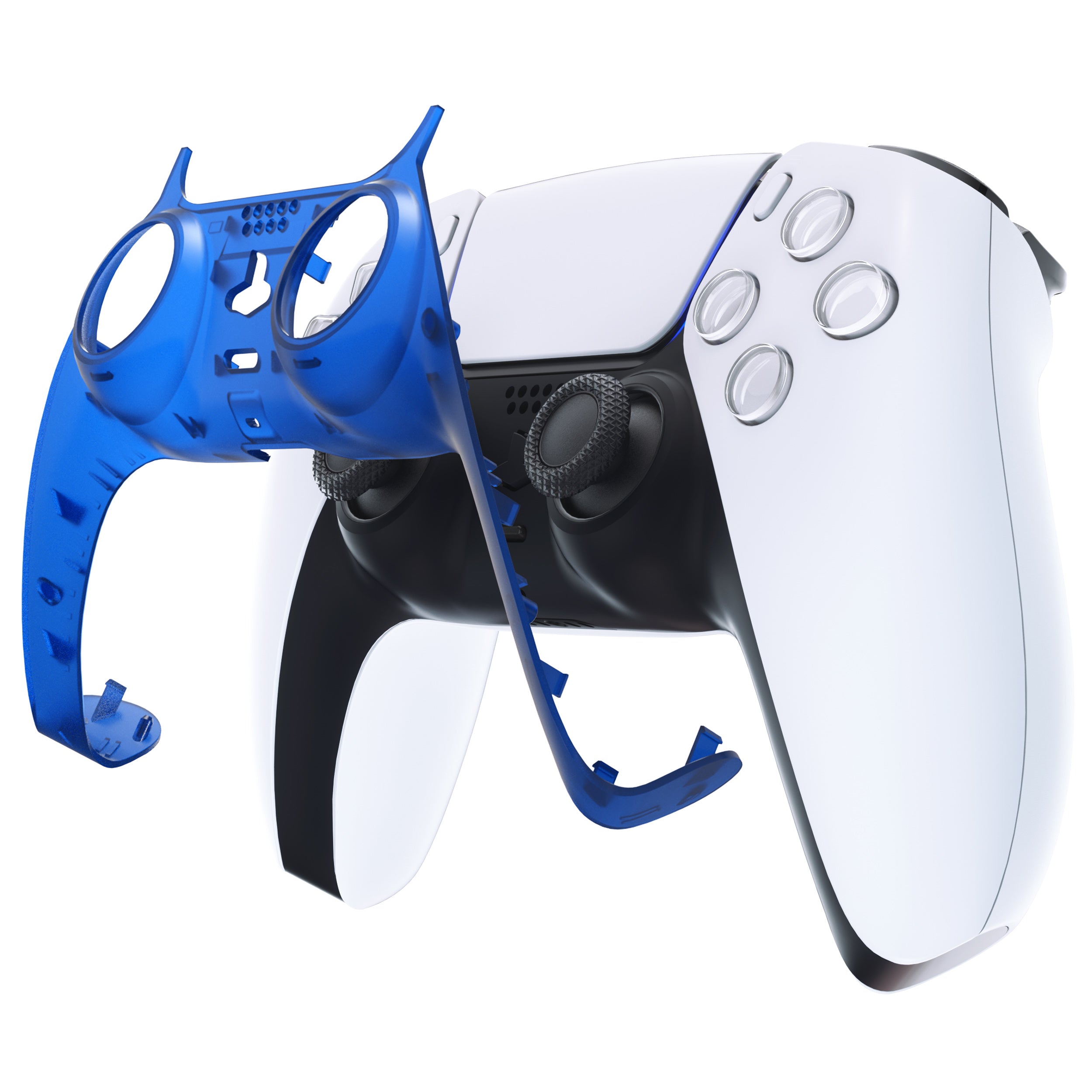 eXtremeRate Clear Blue PS5 Controller Shell Replacement - Compatible with BDM 010/020/030/040/050 Models | Custom Decorative Trim with Accent Rings | Perfect for Gaming, Streaming & Custom Controller Builds
