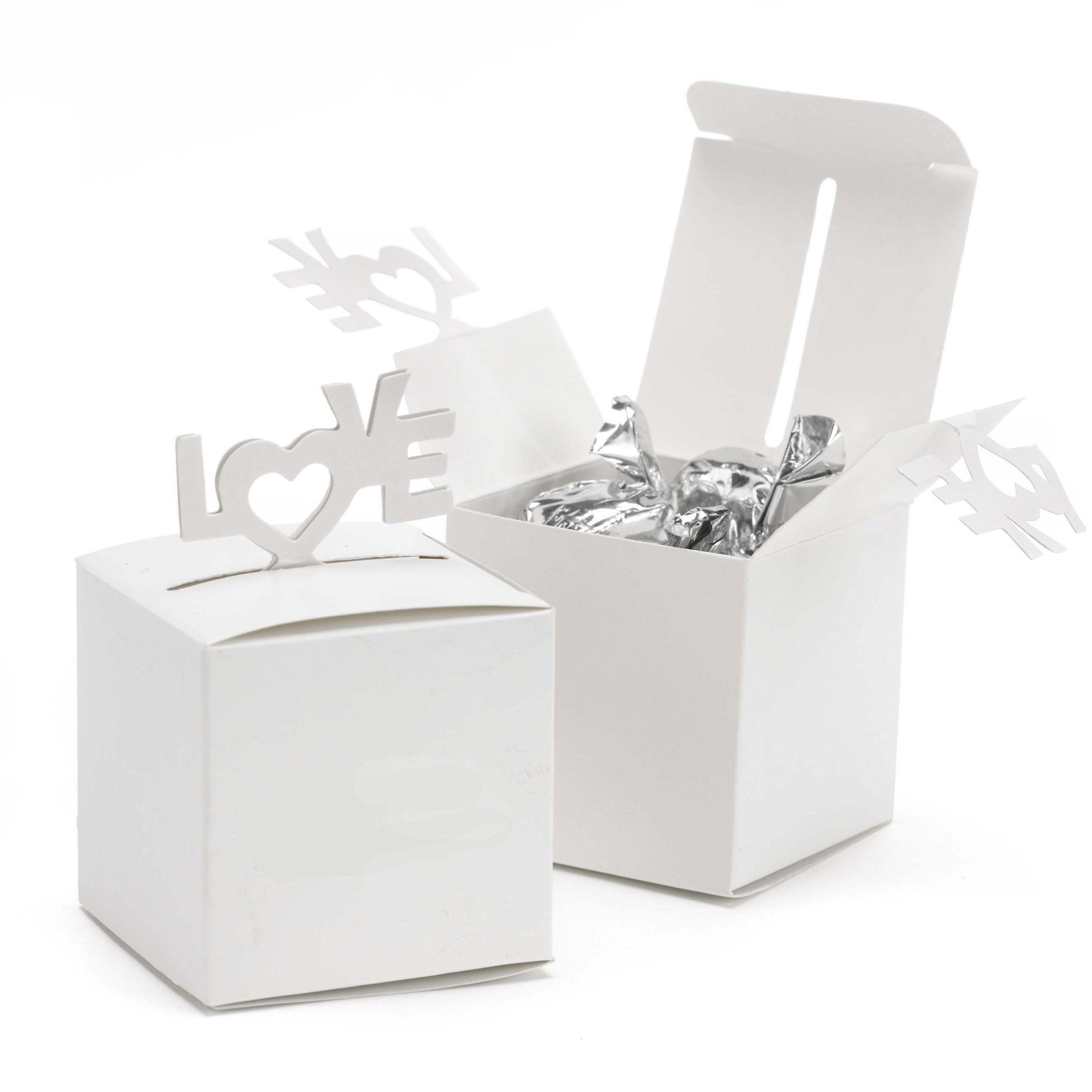 25-Piece White Pop-Up Love Favor Boxes for Weddings, Bridal Showers & Party Decorations - Elegant Gift Packaging for Favors, Candies & Small Gifts