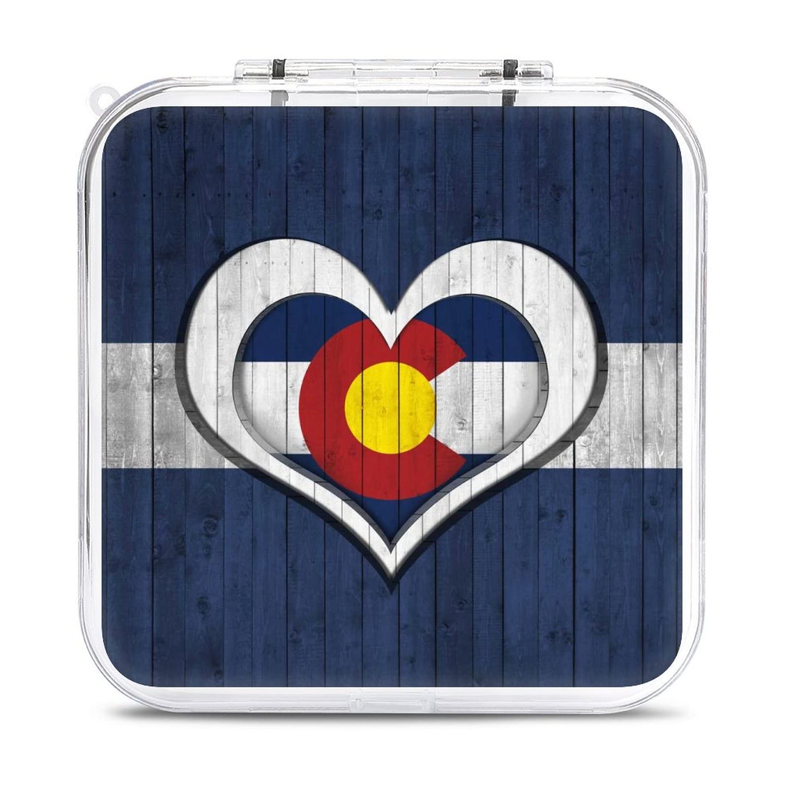 Colorado Flag Heart Wooden Nintendo Switch Game Card Storage Case - 12 Slot Clear Hard Protective Organizer Box for Travel & Home Gaming Organization