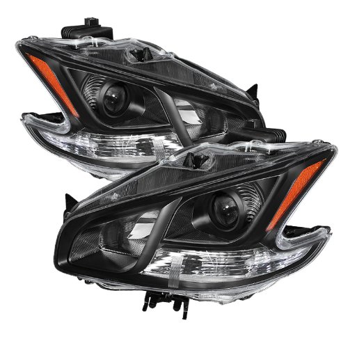 Jdragon Black Projector Headlights Compatible for Nissan Maxima 2009-2014 - High Performance LED Headlamp Pair Set for S SV Trim | Perfect for Night Driving & Off-Road Adventures