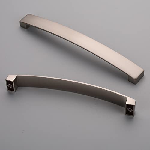 ANGSTROM 5-Pack 6.25 Inch Brushed Nickel Curved Arch Cabinet Pulls - Zinc Alloy Handles for Kitchen Cabinets, Dressers & Furniture Drawers - Modern Hardware Upgrade for Home Renovation