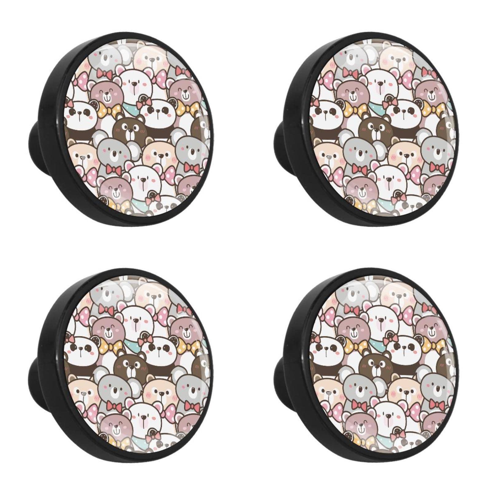 Set of 4 Cartoon Animal Cabinet Knobs - Bear, Panda & Koala Drawer Pulls for Wardrobe, Cupboard, Dresser, Kids Room | Durable Hardware for Closet, Doors & Furniture (Perfect for Nursery, Playroom & Children's Bedroom Decor)