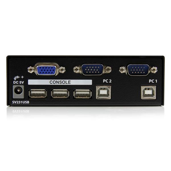 StarTech 2-Port USB KVM Switch Kit with Cables (SV231USBGB) - Dual Monitor Control for Home & Office Computers | Seamless Keyboard, Video, Mouse Switching Between 2 PCs