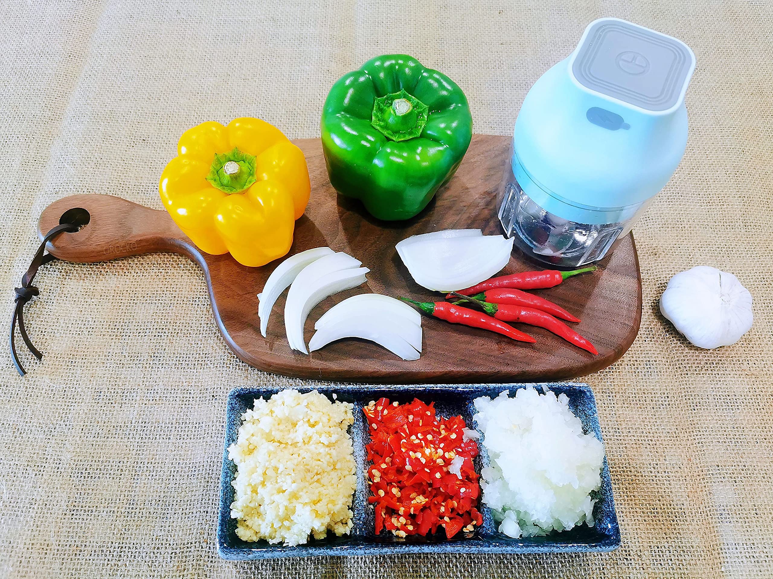 Electric Garlic Chopper & Food Processor - USB Rechargeable Mini Mincer for Vegetables, Meats & Spices | 250ml Portable Kitchen Gadget | Perfect for Meal Prep, Camping & Small Kitchens | OROCKO Green