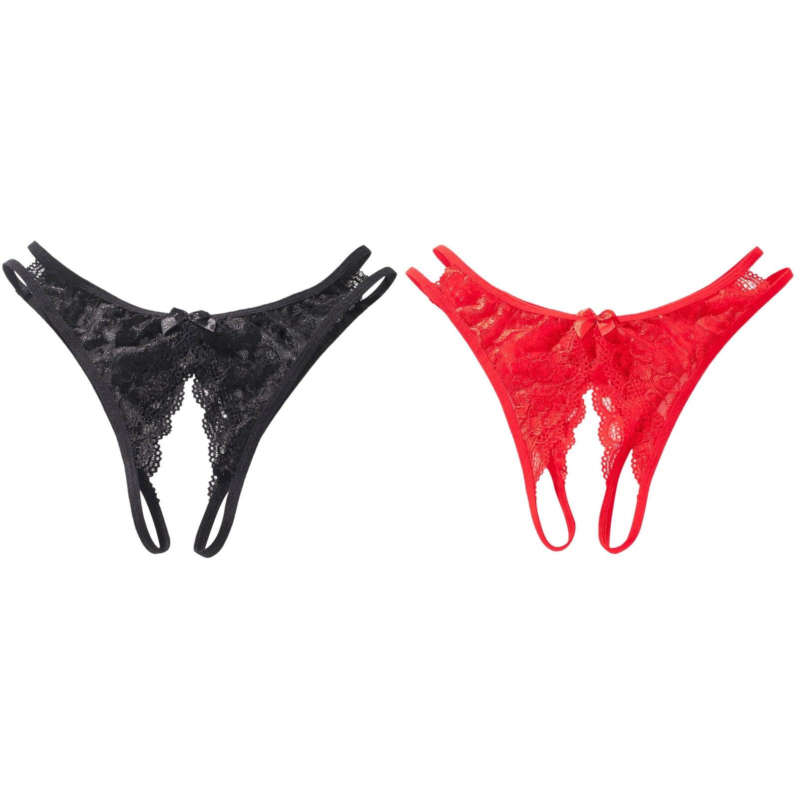 Sexy Women's Crotchless Lace Thong Panties - Floral Bowknot T-Back Mesh Underwear for Sensual Wear & Intimate Moments | Perfect for Valentine's Day, Boudoir Photography & Spicy Date Nights