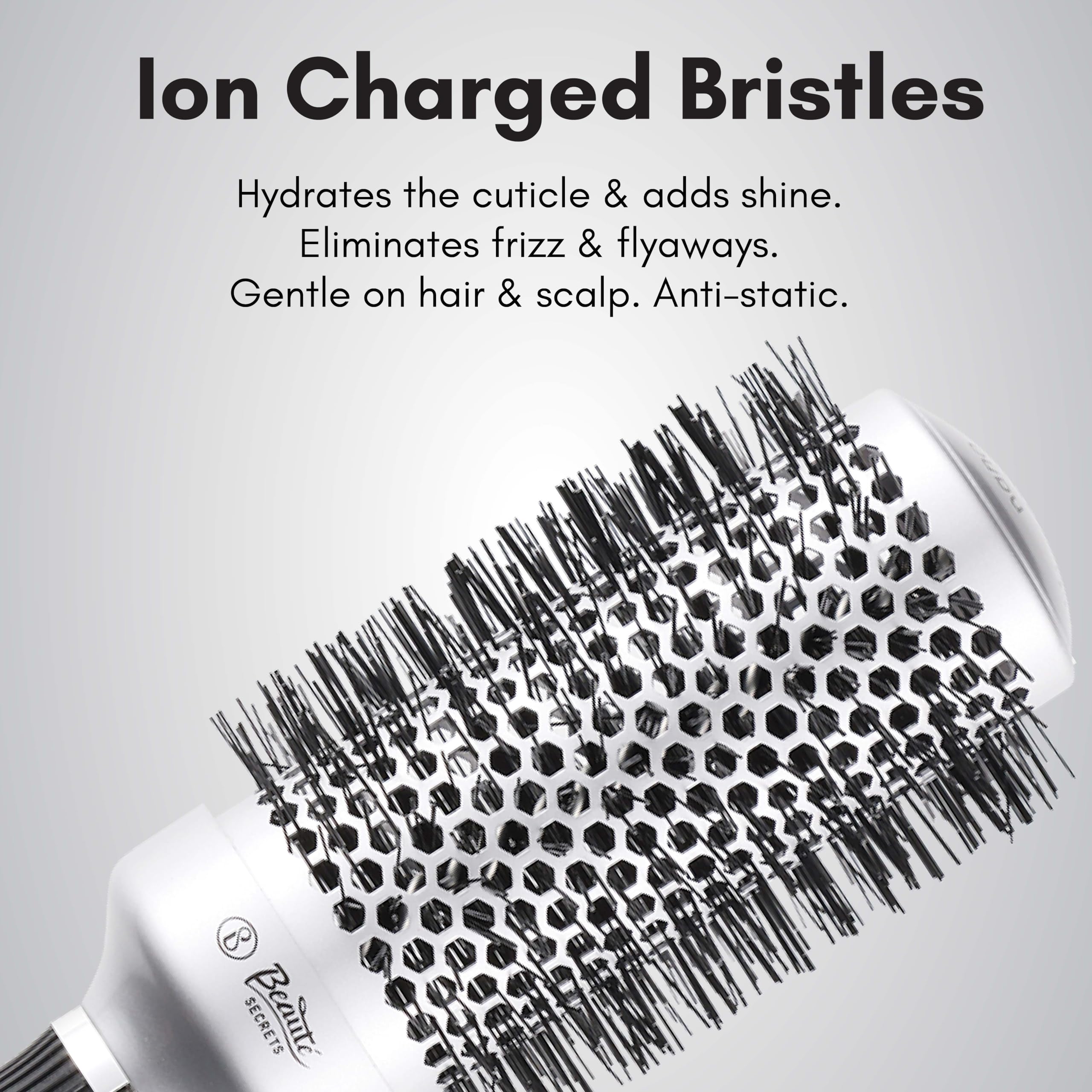 Beauté Secrets Round Hair Brush for Voluminous Curls - 2.5 Inch Hot Air Styling Brush with 1.5 Inch Barrel & Roller Comb - 44mm Hair Roller for Instant Volume & Heat Protection - Perfect for Salon-Quality Styling at Home or Travel
